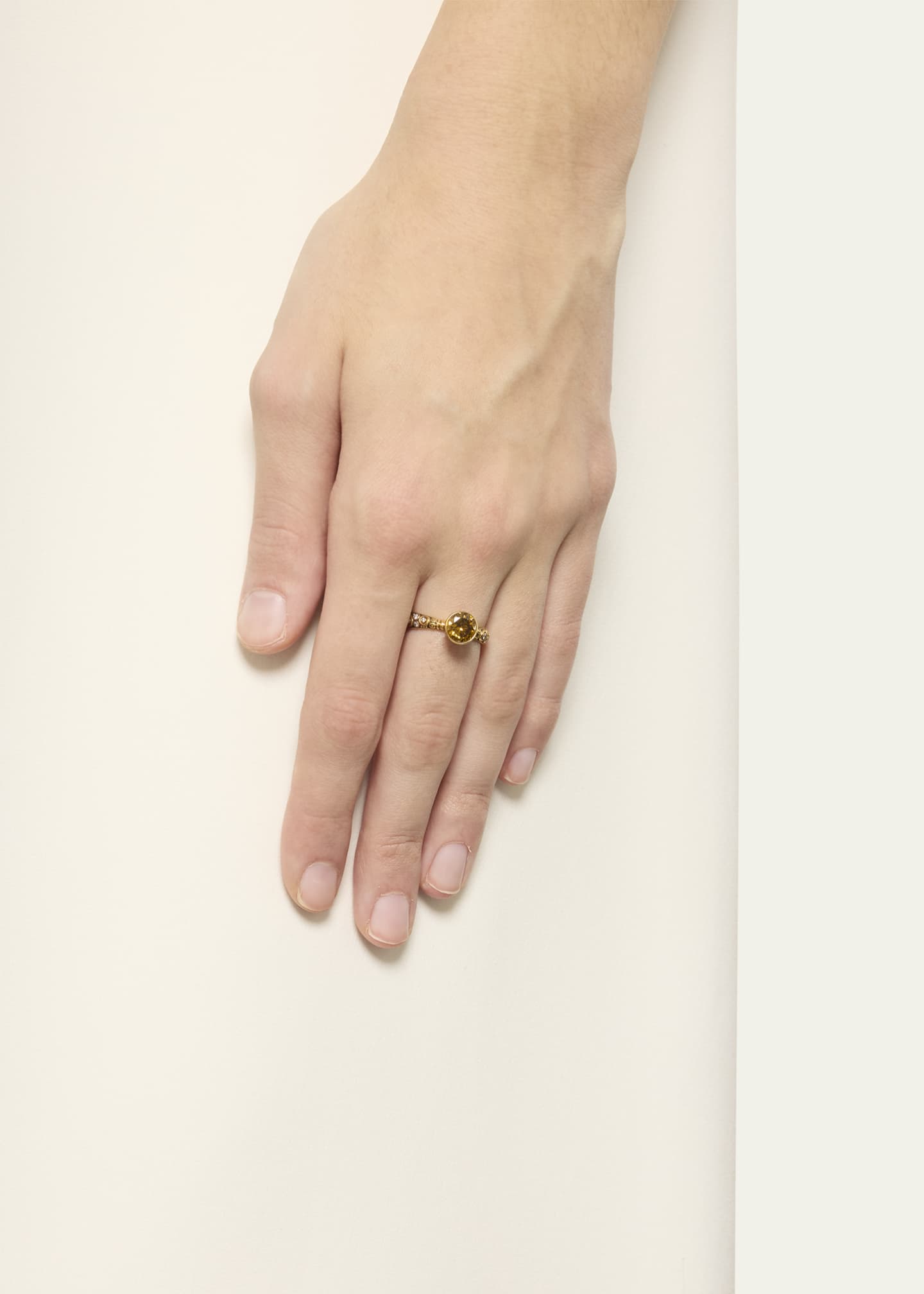 Alex Sepkus Martini Solitaire Ring in Yellow Gold and Brownish-Yellow Natural Diamonds Image 2 of 4