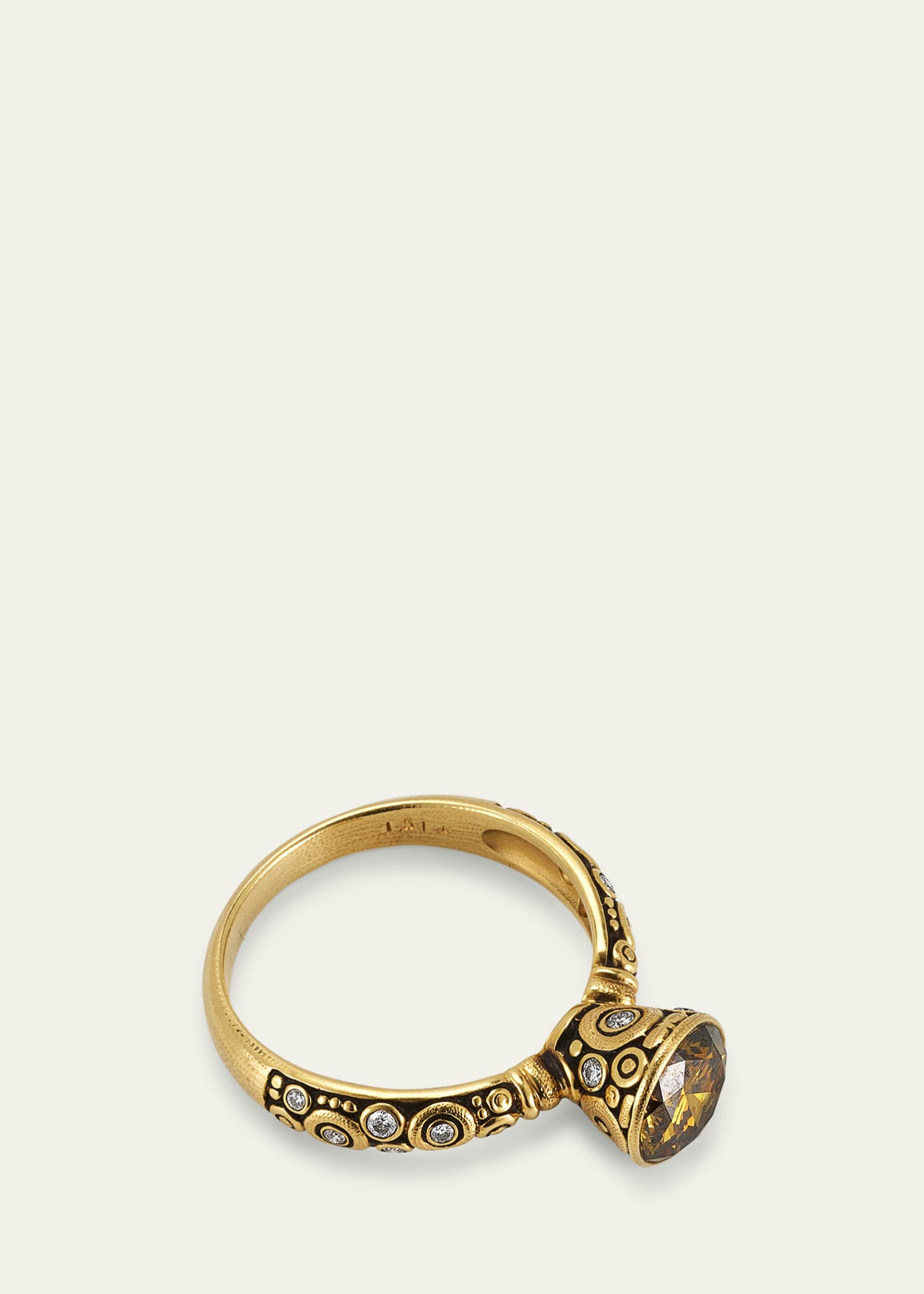 Alex Sepkus Martini Solitaire Ring in Yellow Gold and Brownish-Yellow Natural Diamonds Image 3 of 4