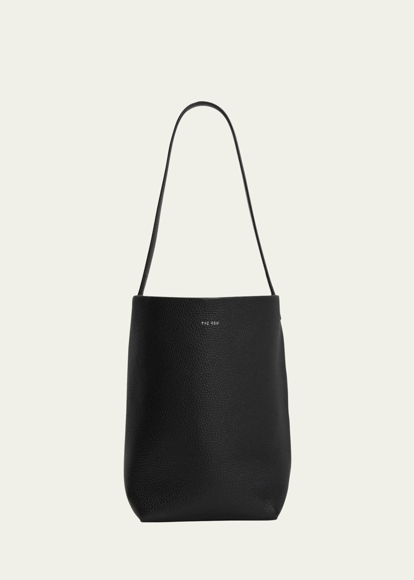The Row Medium Leather Everyday Shoulder Bag in Black