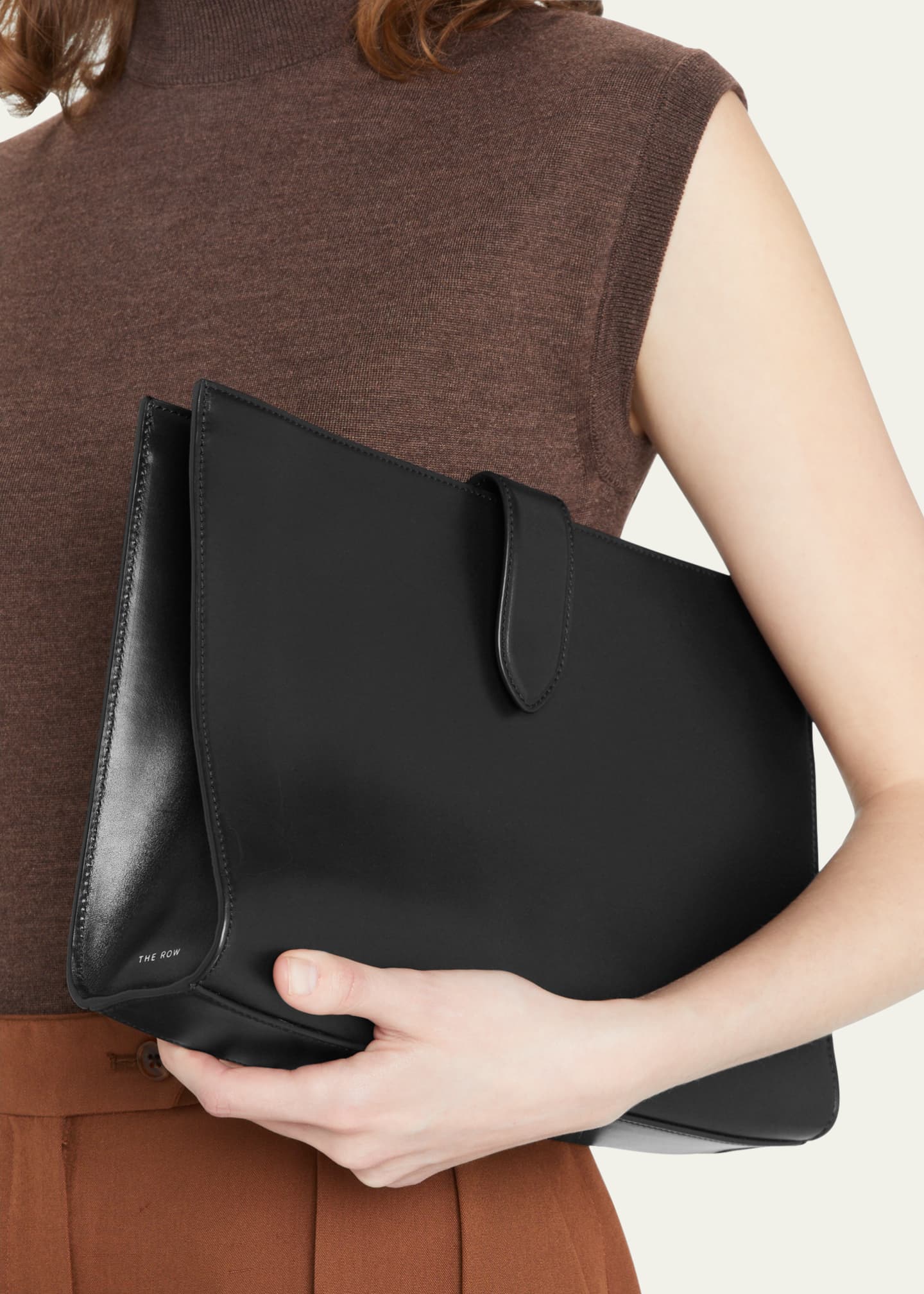 THE ROW Vera Portfolio Flap Clutch Bag in Calf Leather Image 2 of 5