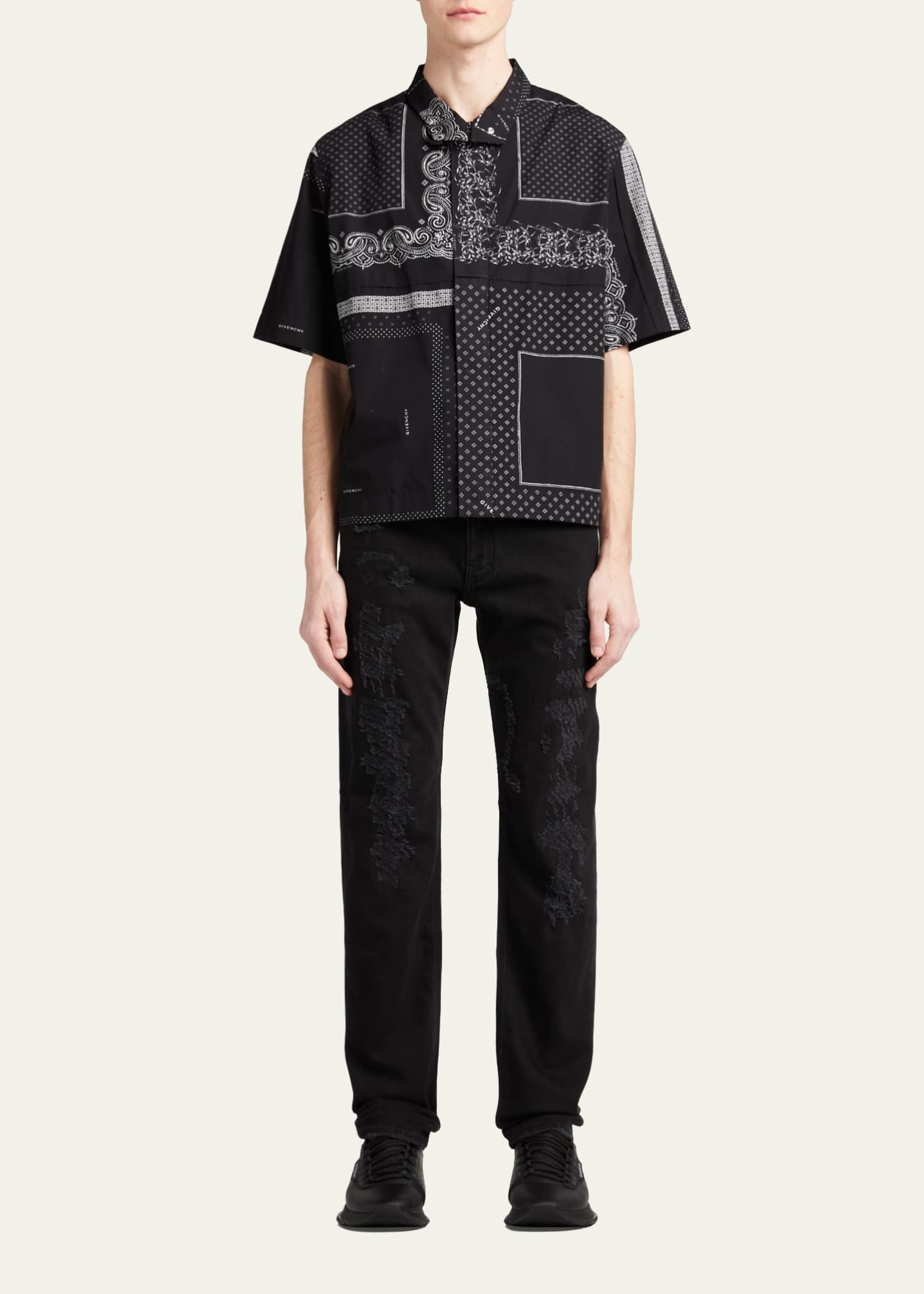 Givenchy Men's SlimFit Distressed Jeans Bergdorf Goodman