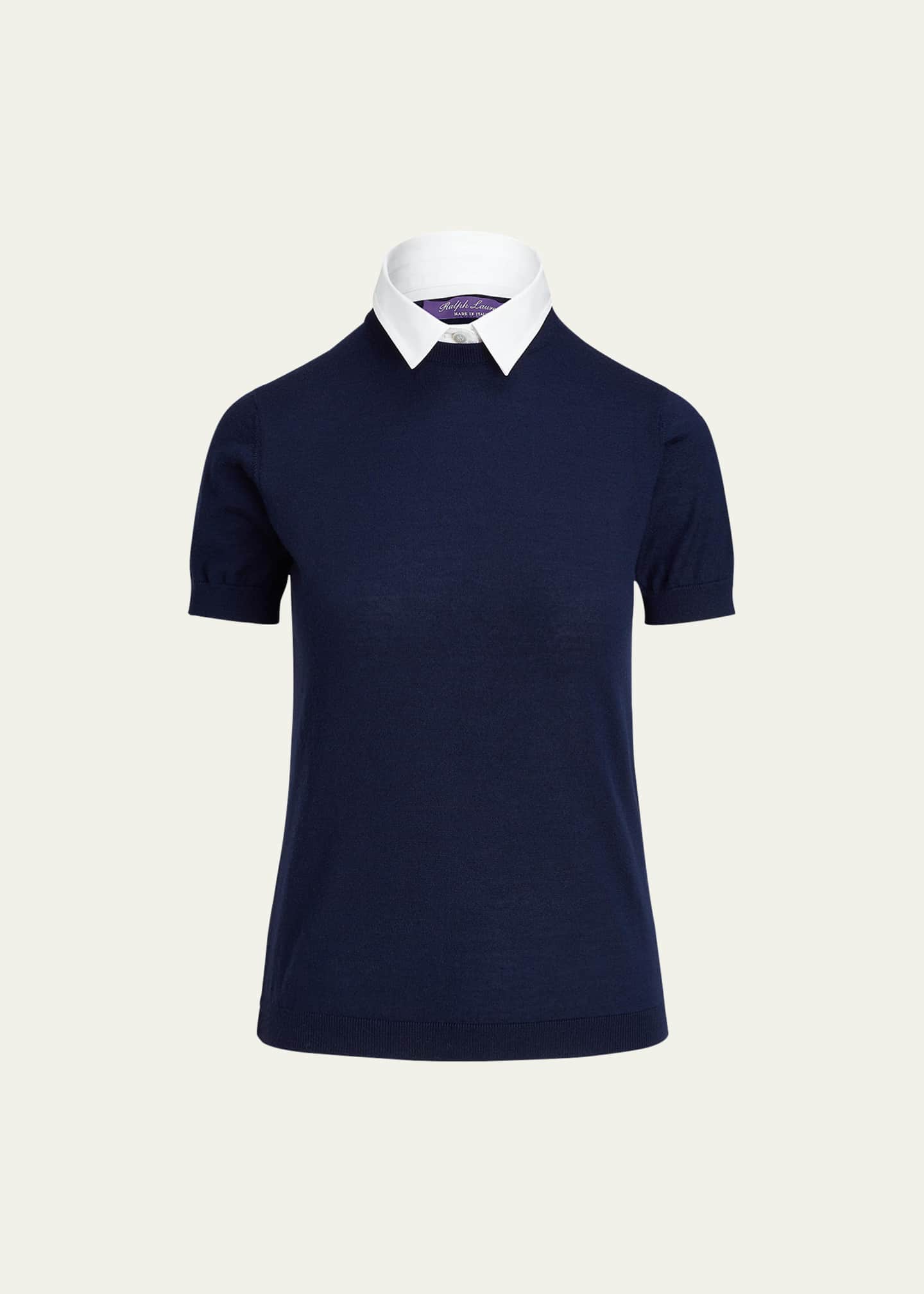 Short sleeve sweater with collar new arrivals