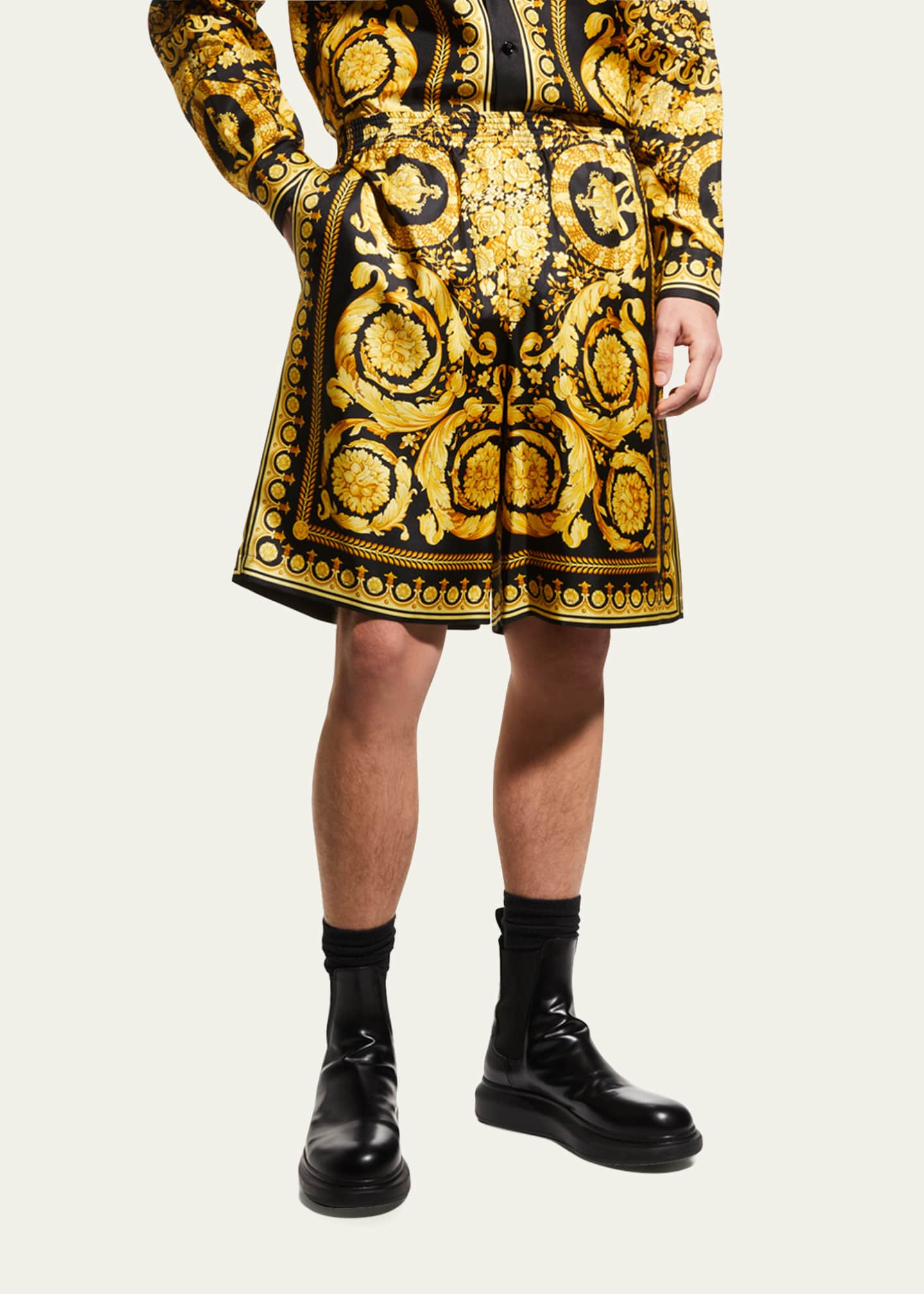 Versace Men's Silk Barocco Shorts Image 2 of 2