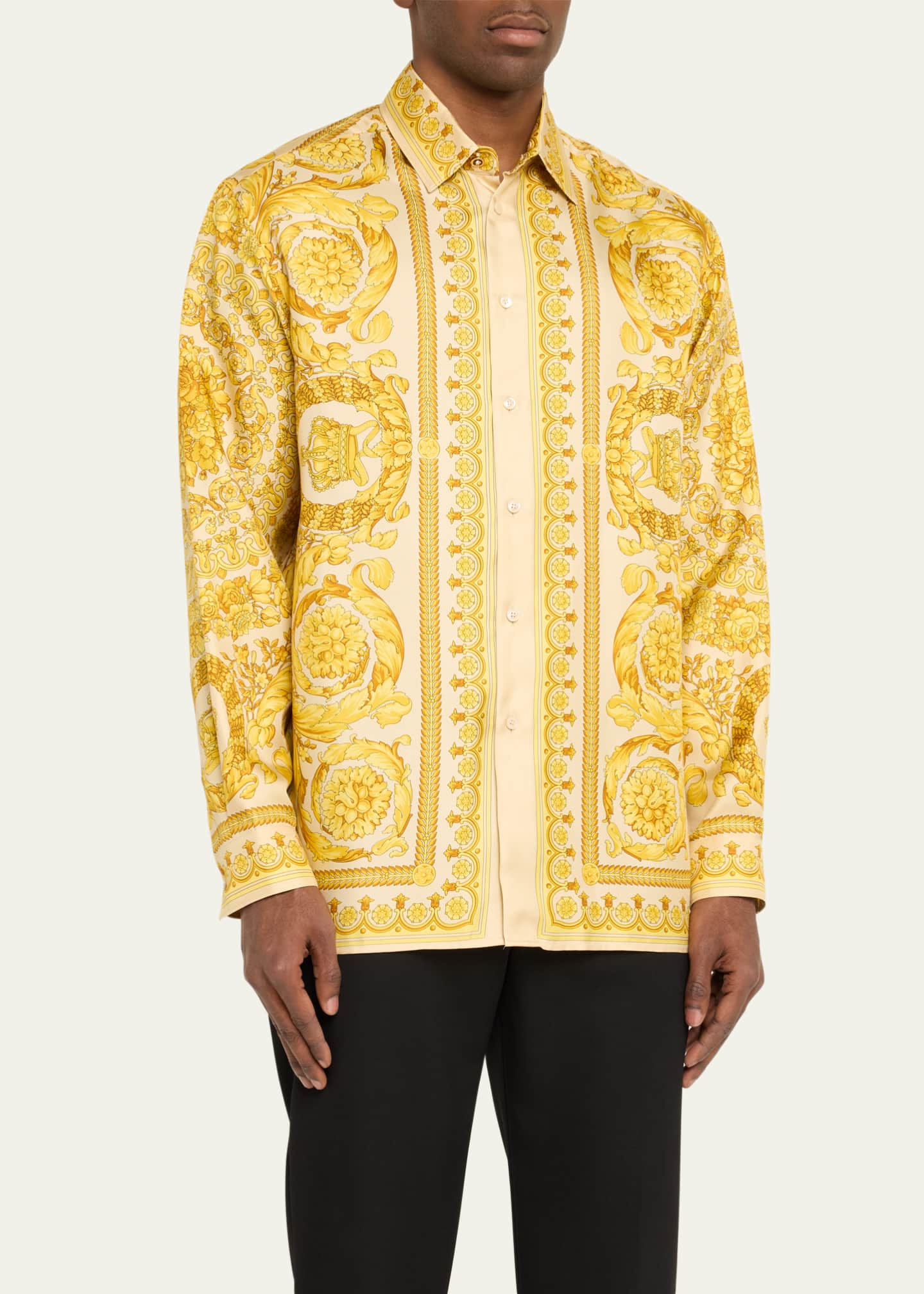 Versace Men's Barocco Silk Sport Shirt