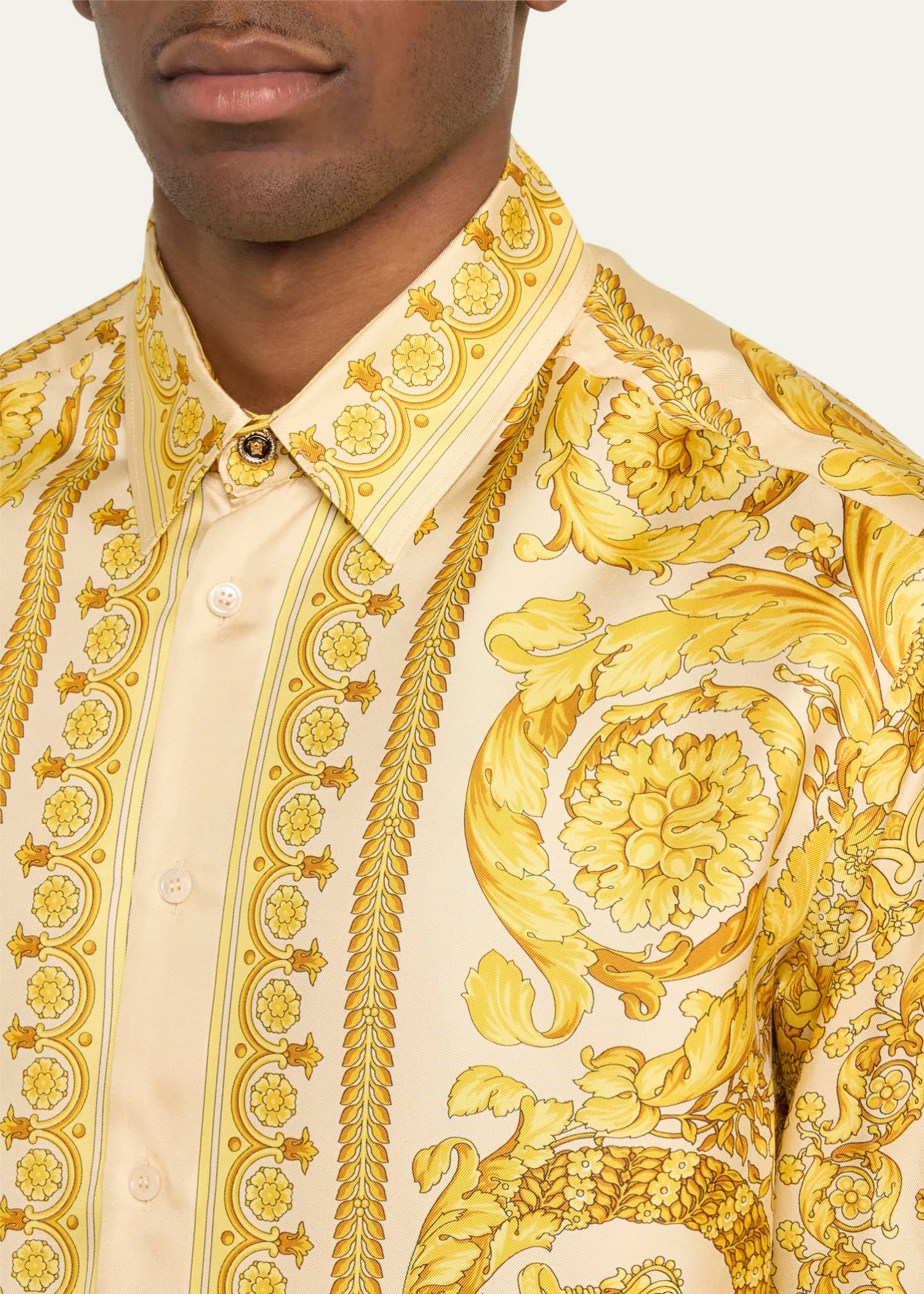 Versace Men's Barocco Silk Sport Shirt - Bergdorf Goodman