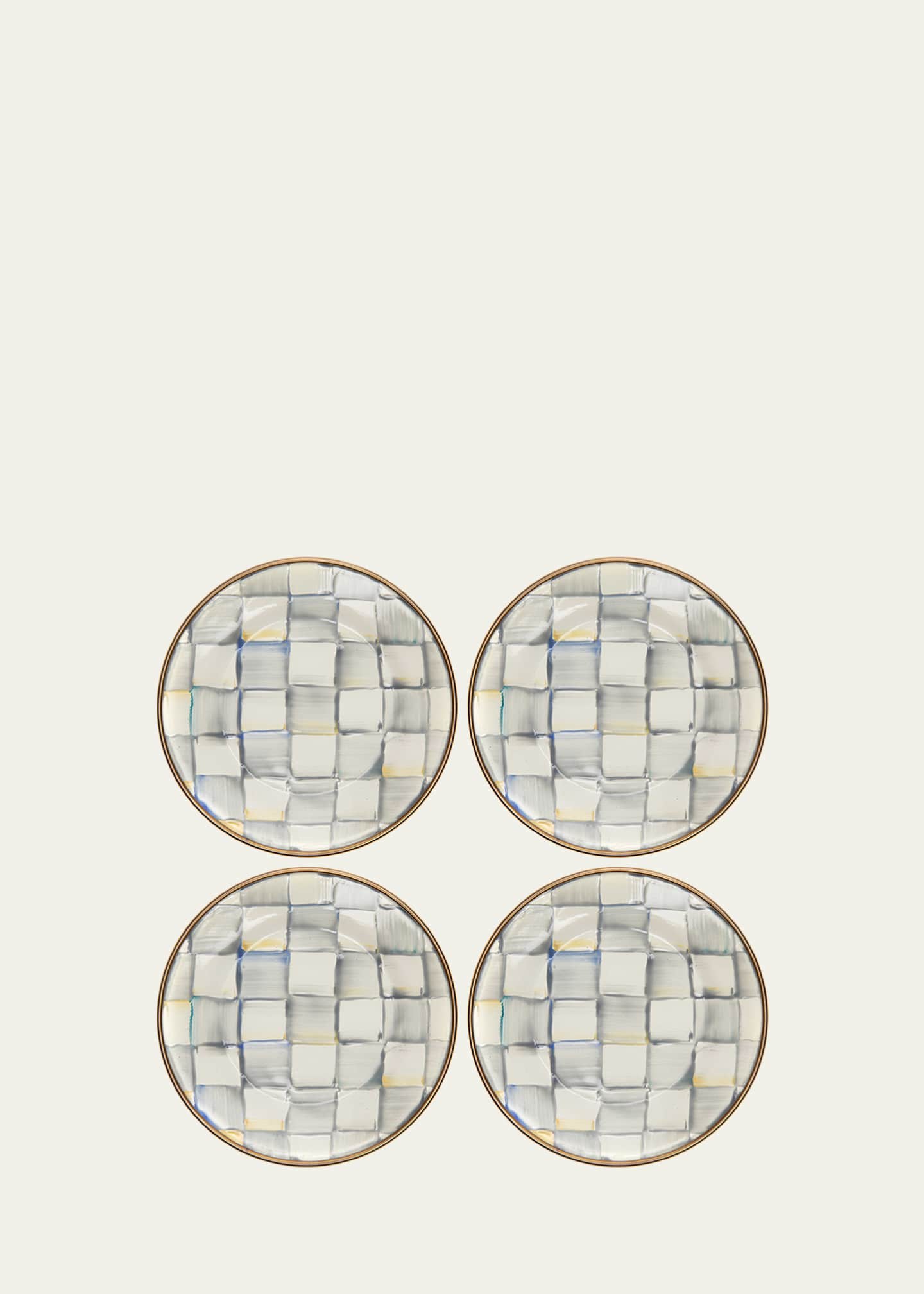 MacKenzie-Childs Sterling Check Enamel Canape Plates, Set of 4 Image 1 of 3