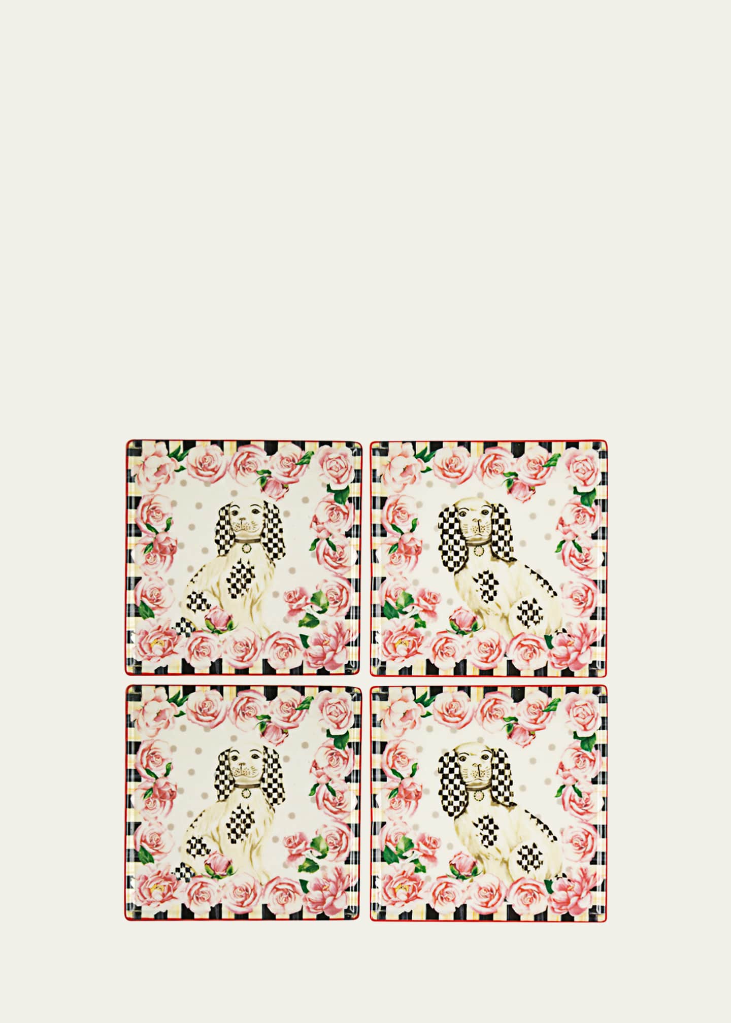 MacKenzie-Childs Really Rosy Coasters, Set Of 4 Image 1 of 2
