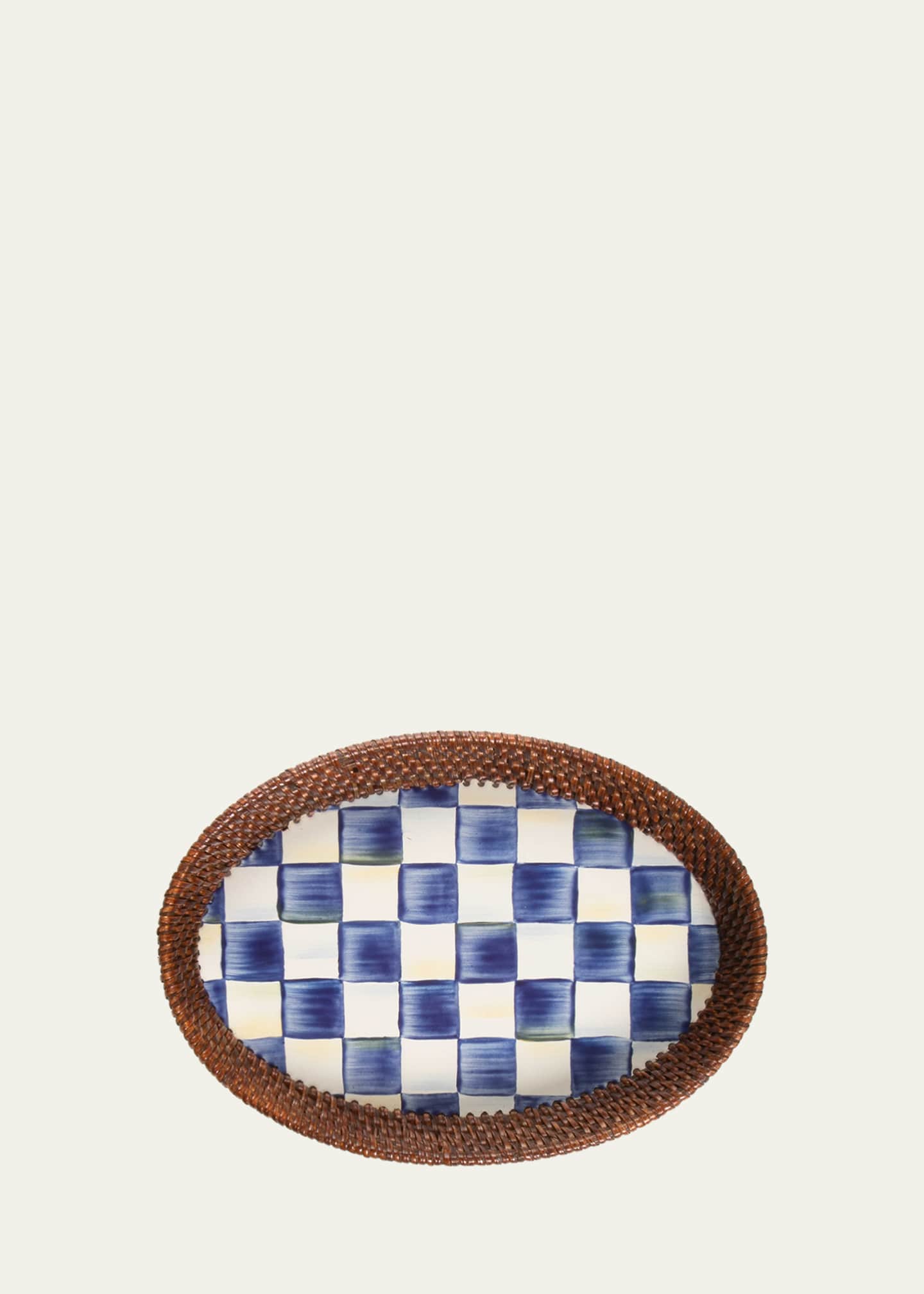 MacKenzieChilds Royal Check Rattan Enamel Tray Small Bergdorf Goodman