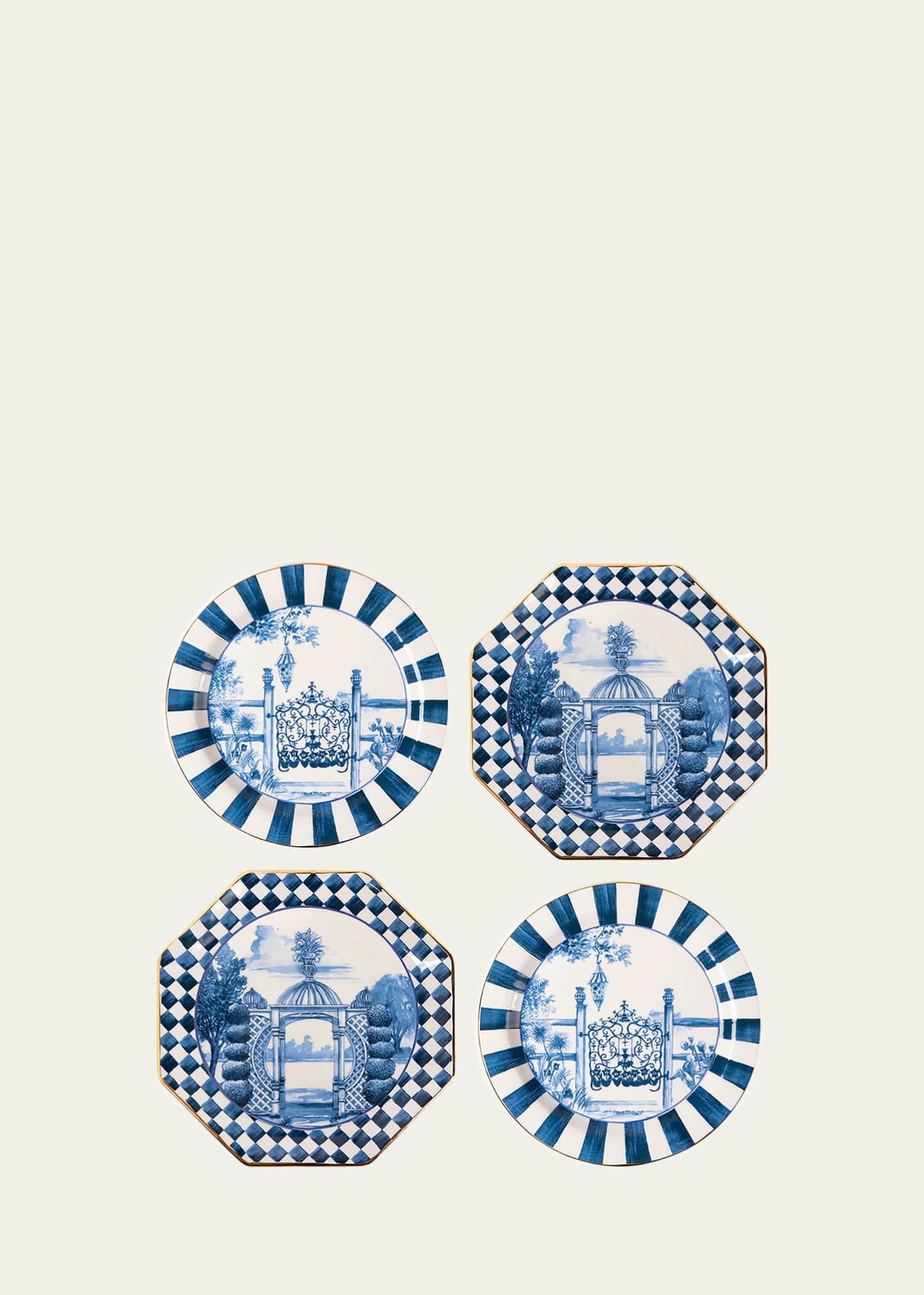Mackenzie Childs Placemat Set Bee Toile Round Scalloped Cork Back main image 0