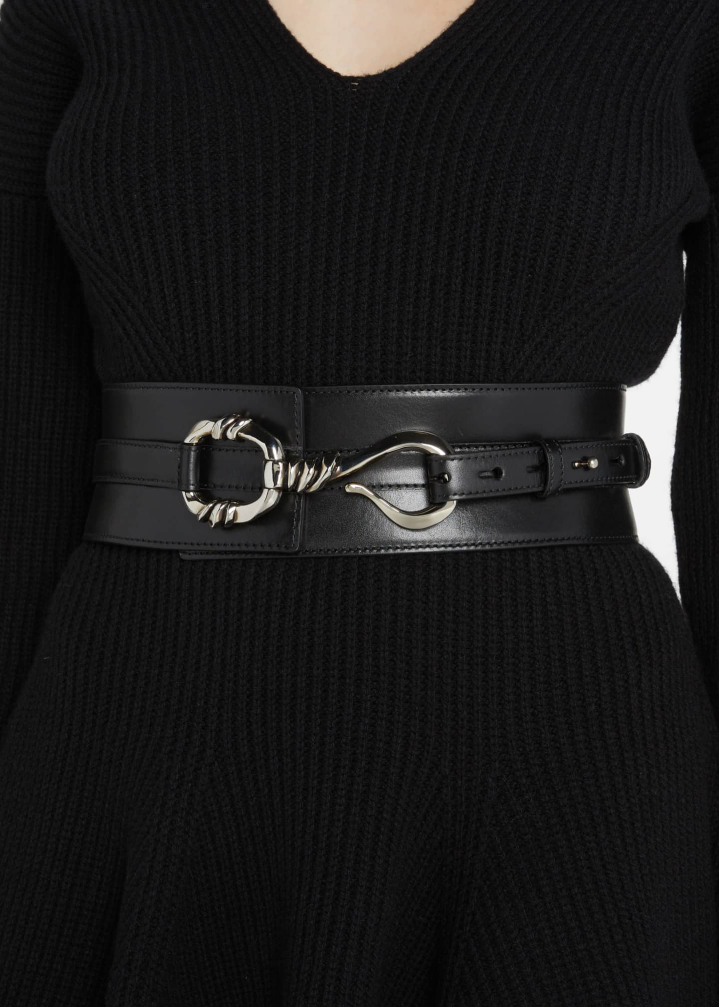 Alexander McQueen Hook Waist Leather Belt - Bergdorf Goodman