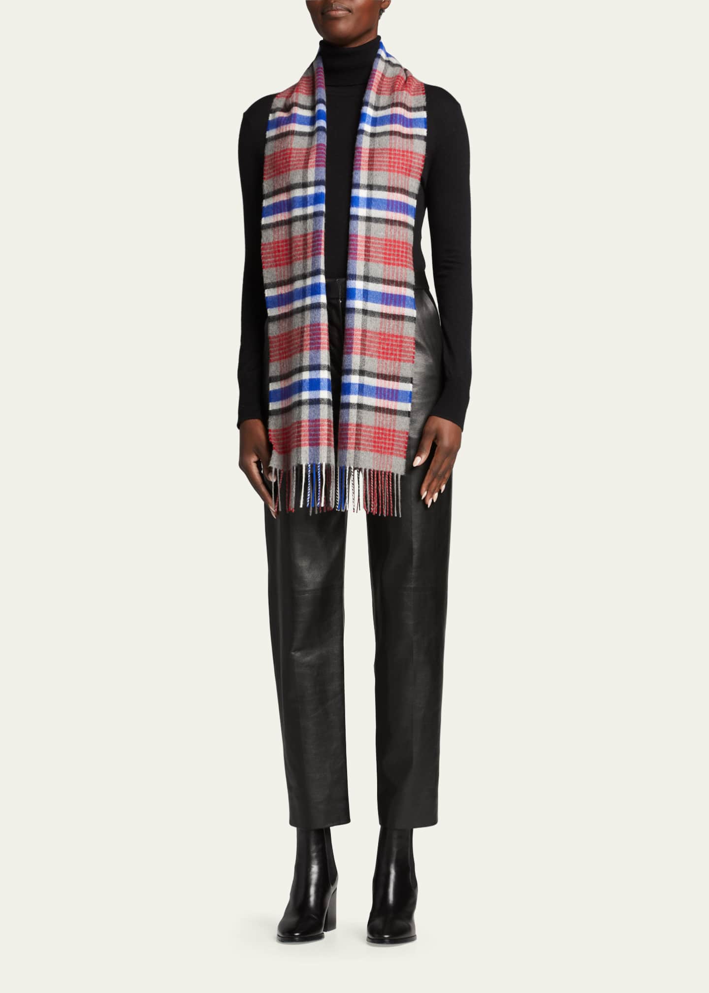 Johnstons Of Elgin Cashmere Tartan Fringe Scarf Bergdorf Goodman