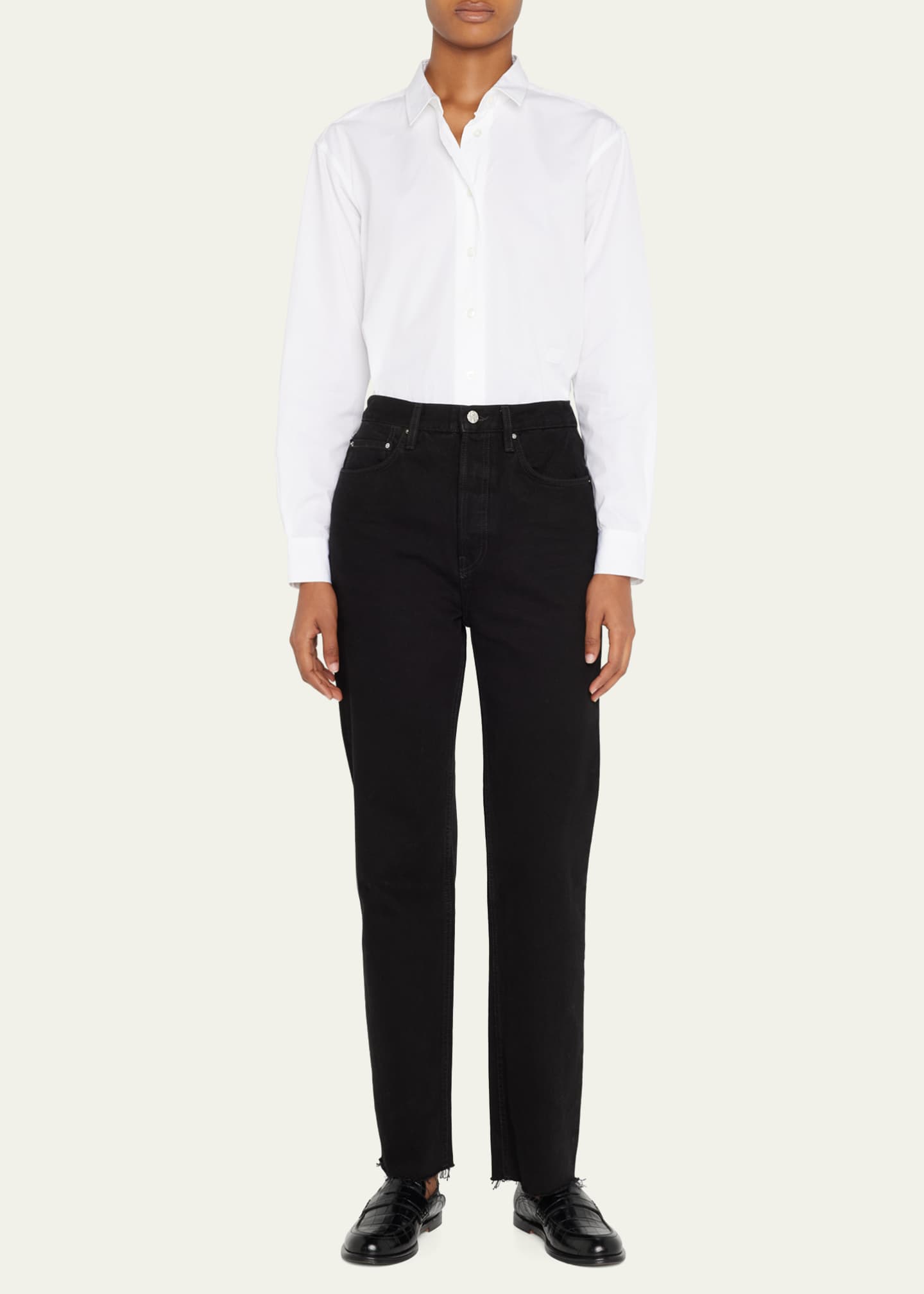 Toteme Classic-Cut Frayed Denim Pants Image 2 of 5