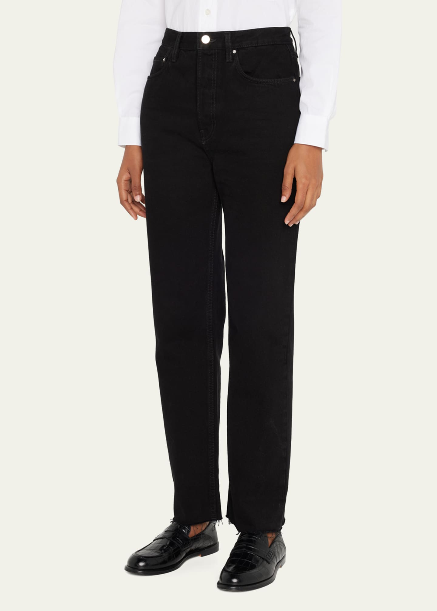 Toteme Classic-Cut Frayed Denim Pants Image 4 of 5