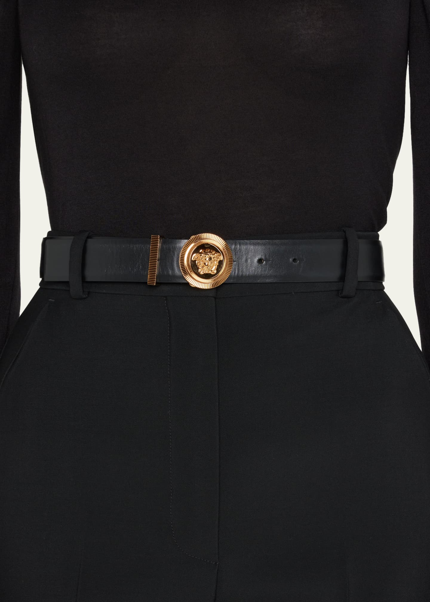 Versace Medusa Coin Leather Belt - Bergdorf Goodman