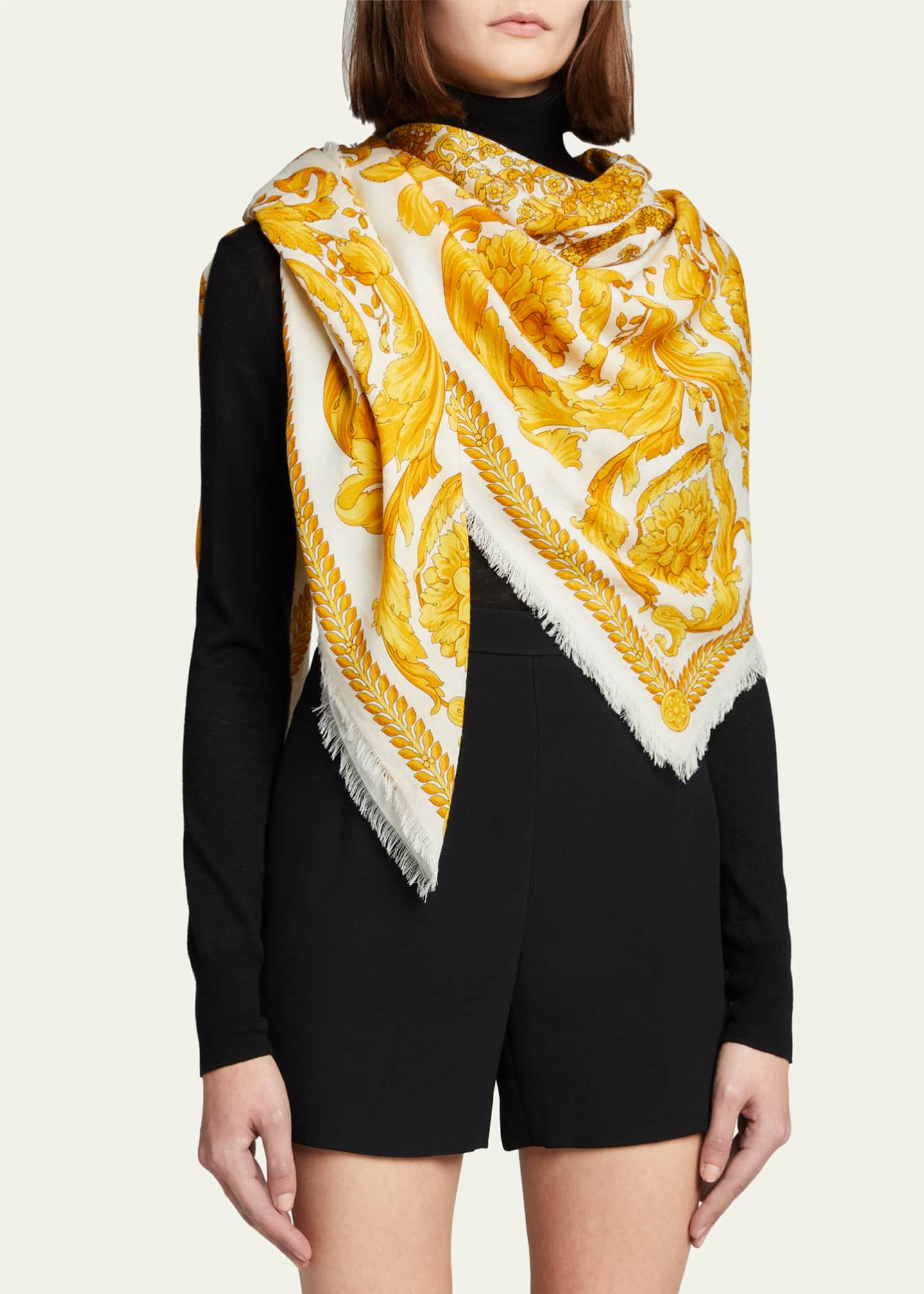 Versace Barocco Cashmere Blend Shawl for Women