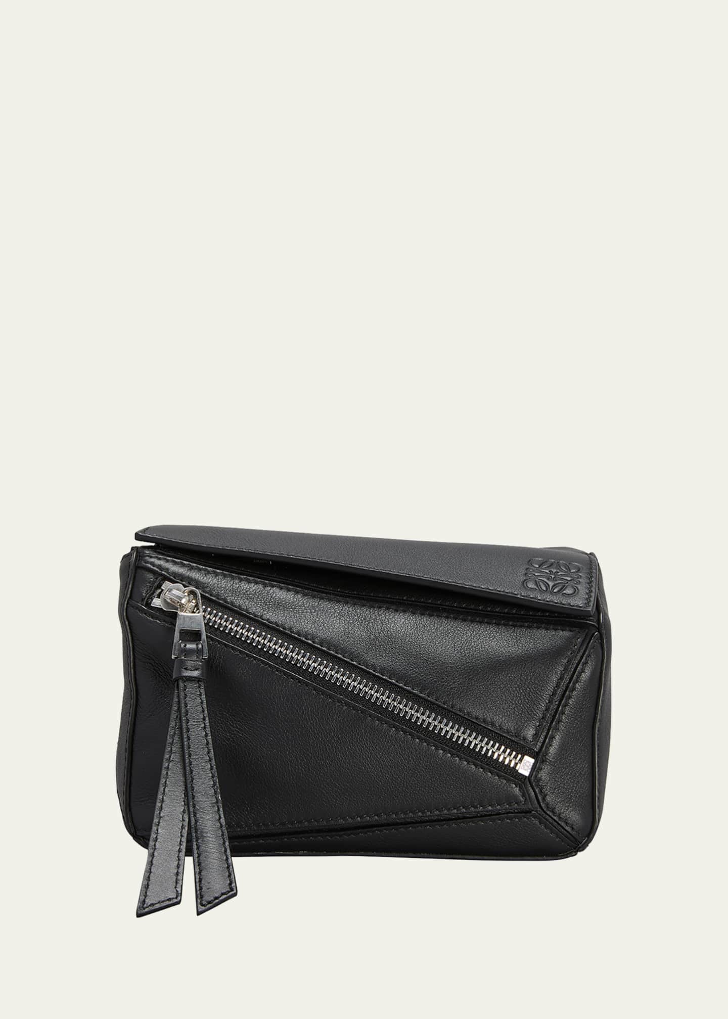 Loewe Mini Puzzle Leather Belt Bag in Black