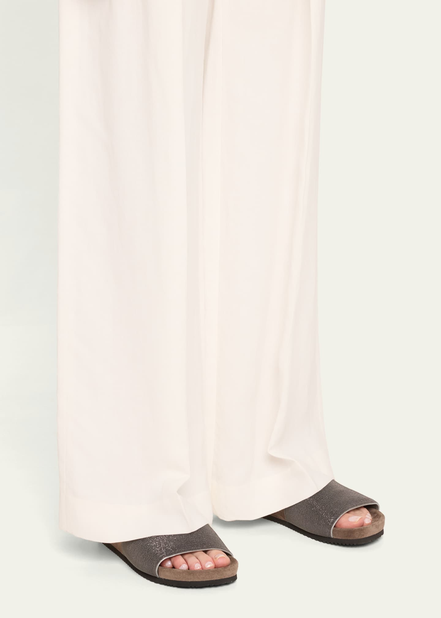 Brunello Cucinelli Monili Band Flat Pool Sandals Image 2 of 6