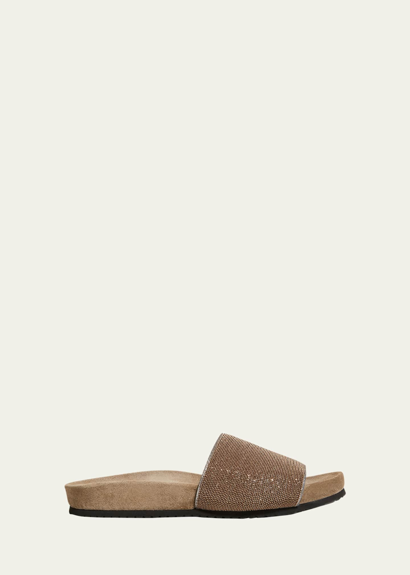 Brunello Cucinelli Monili Band Flat Pool Sandals - Bergdorf Goodman