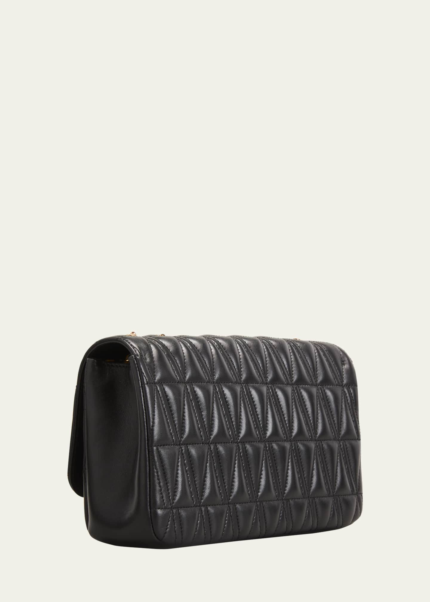 Versace Virtus Quilted Leather Top Handle Bag in Black