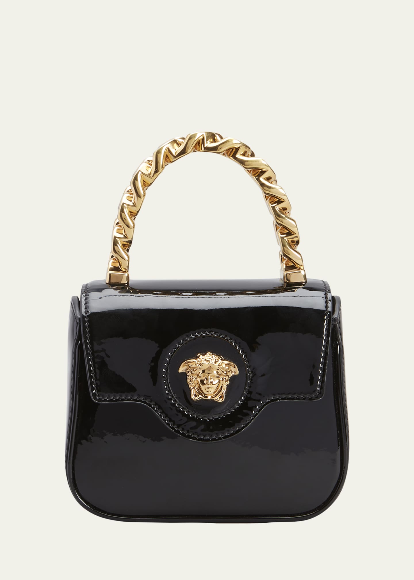 Versace Medusa Patent Chain Top-Handle Crossbody Bag