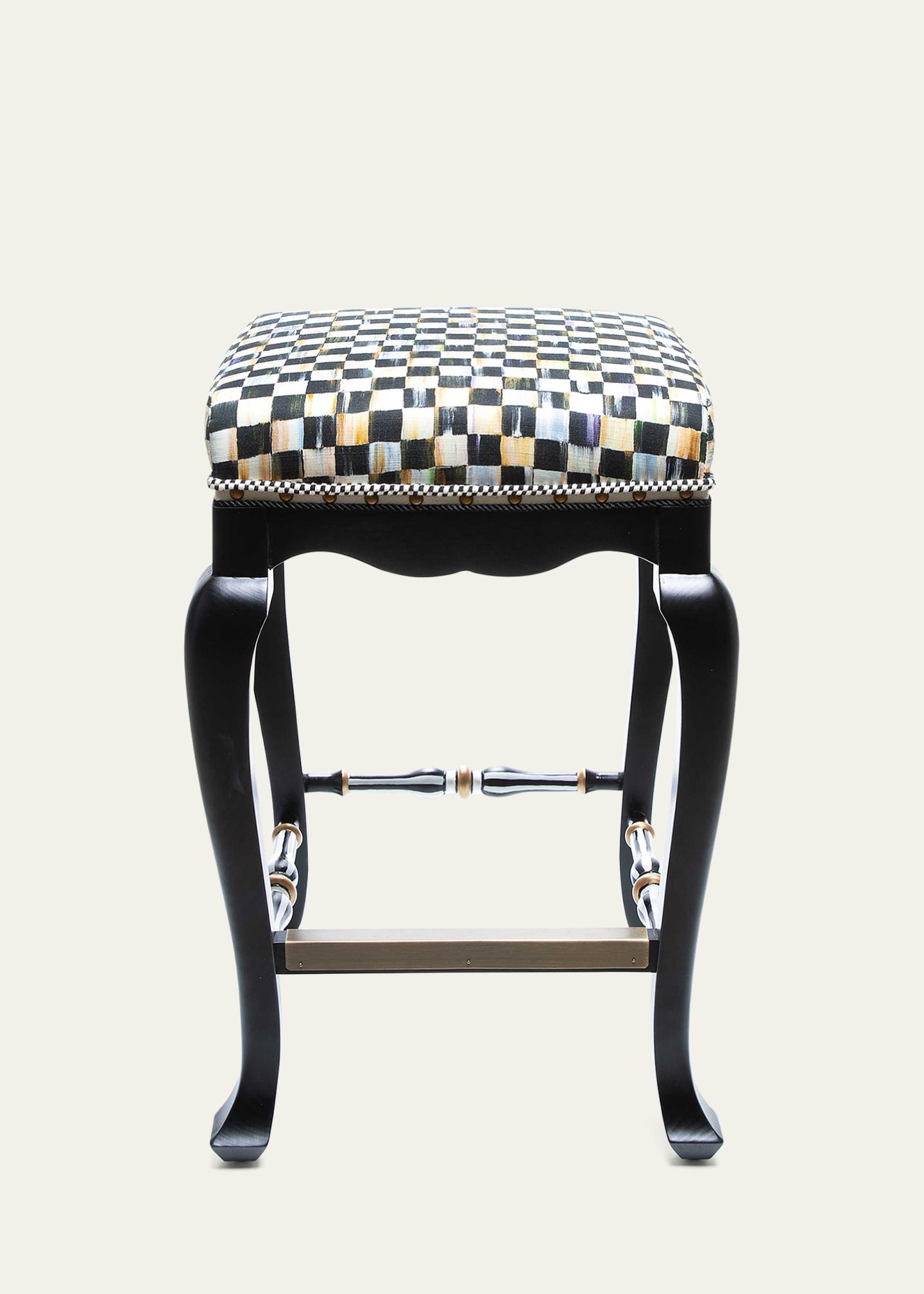 MacKenzie-Childs Black Courtly Check Counter Stool, 36