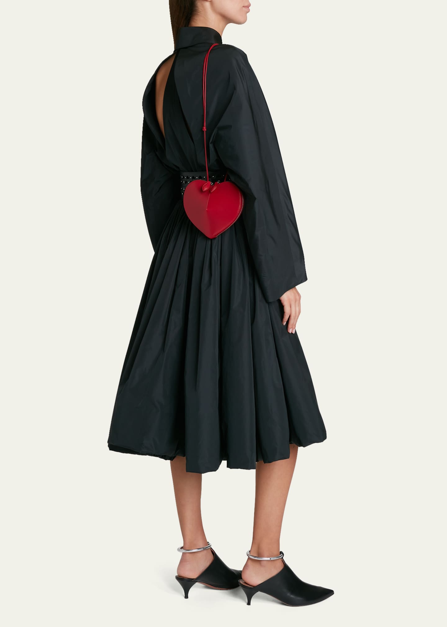 Alaia Heart Leather Shoulder Bag, Blanc Optique, Women's, Handbags & Purses Crossbody Bags & Camera Bags