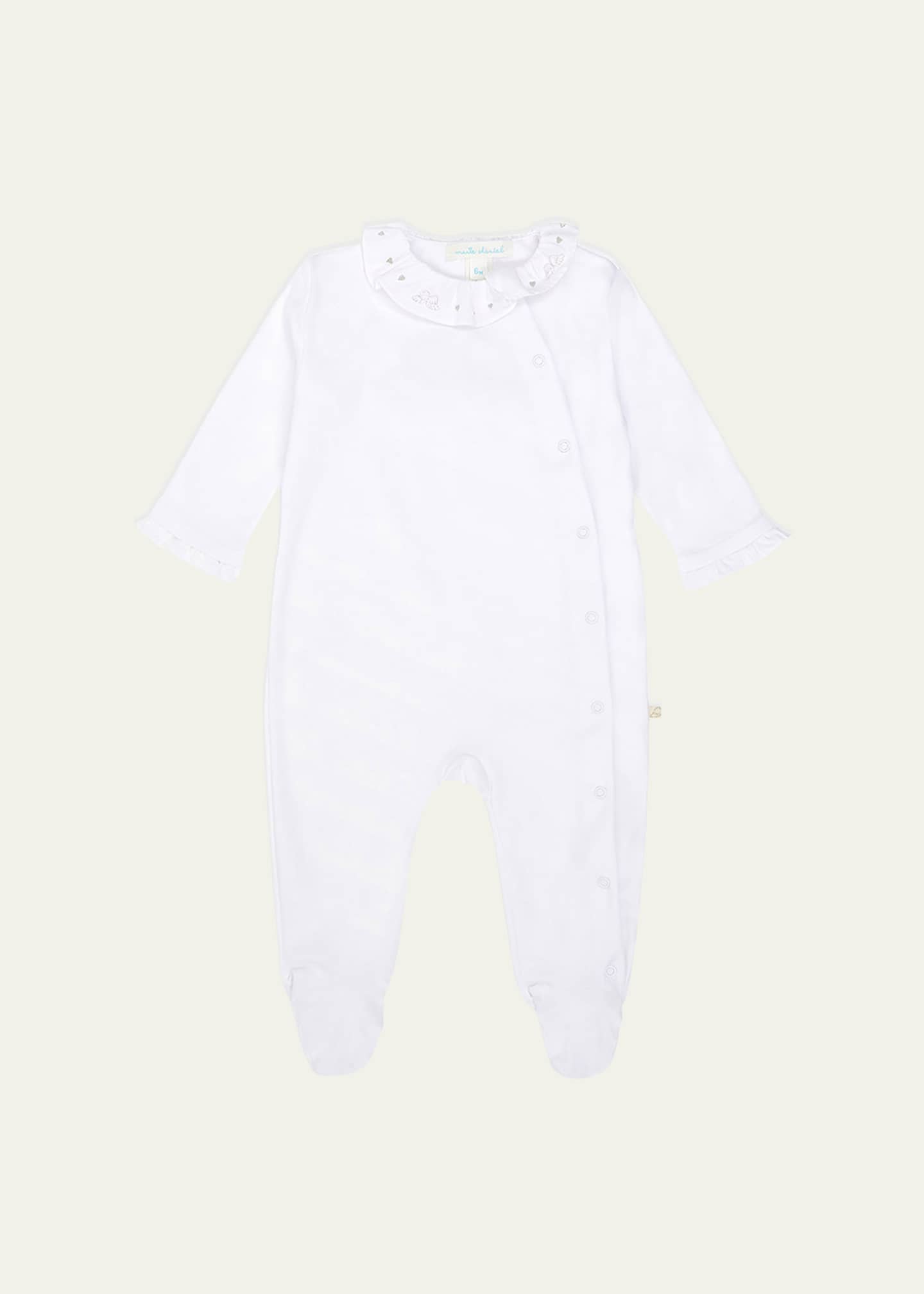 Marie Chantal Girl's Pima Cotton Silver Angel Wing Sleepsuit, Size Newborn-18M Image 1 of 3