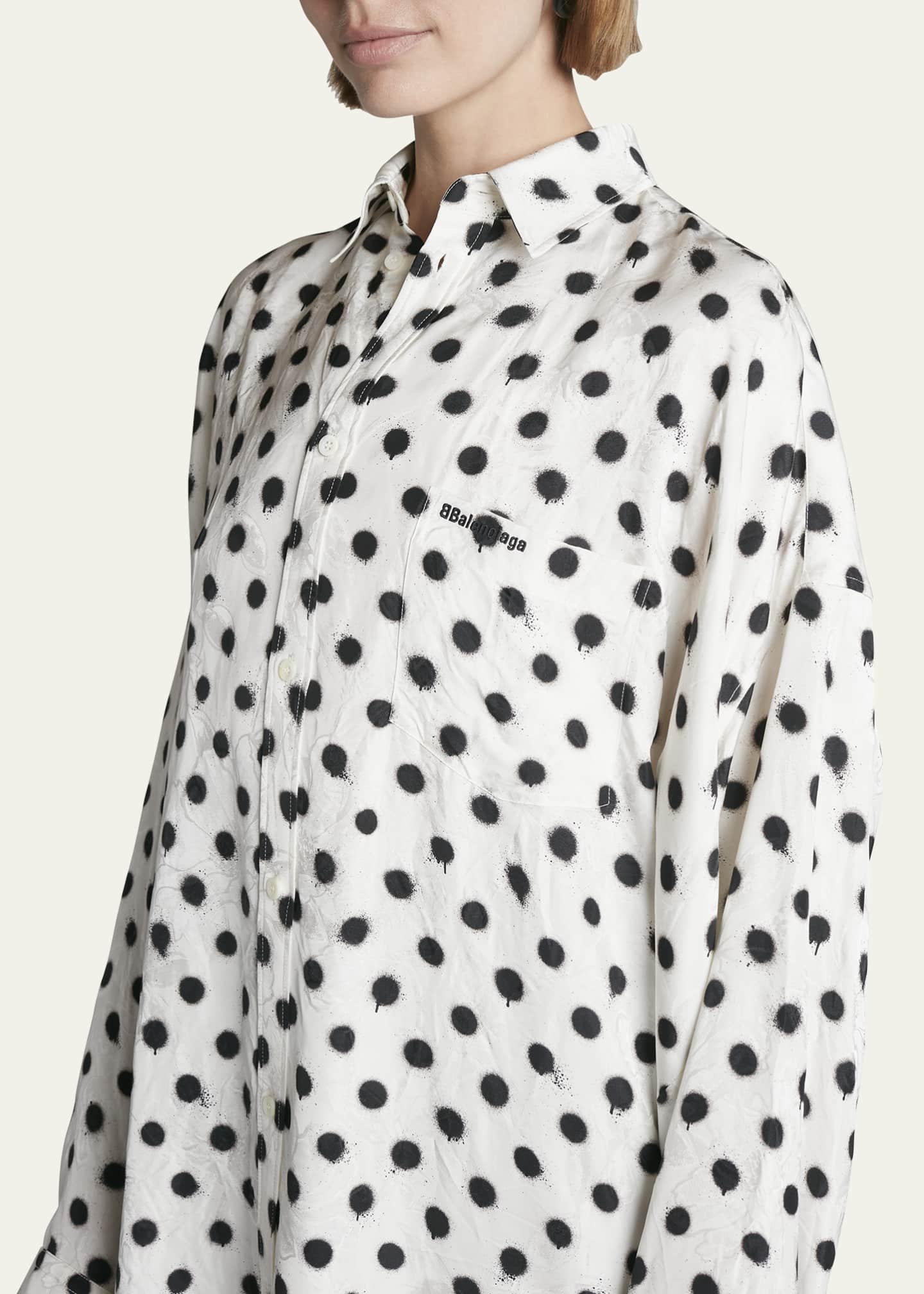 Balenciaga Sprayed Polka Dot Cocoon Shirt - Bergdorf Goodman