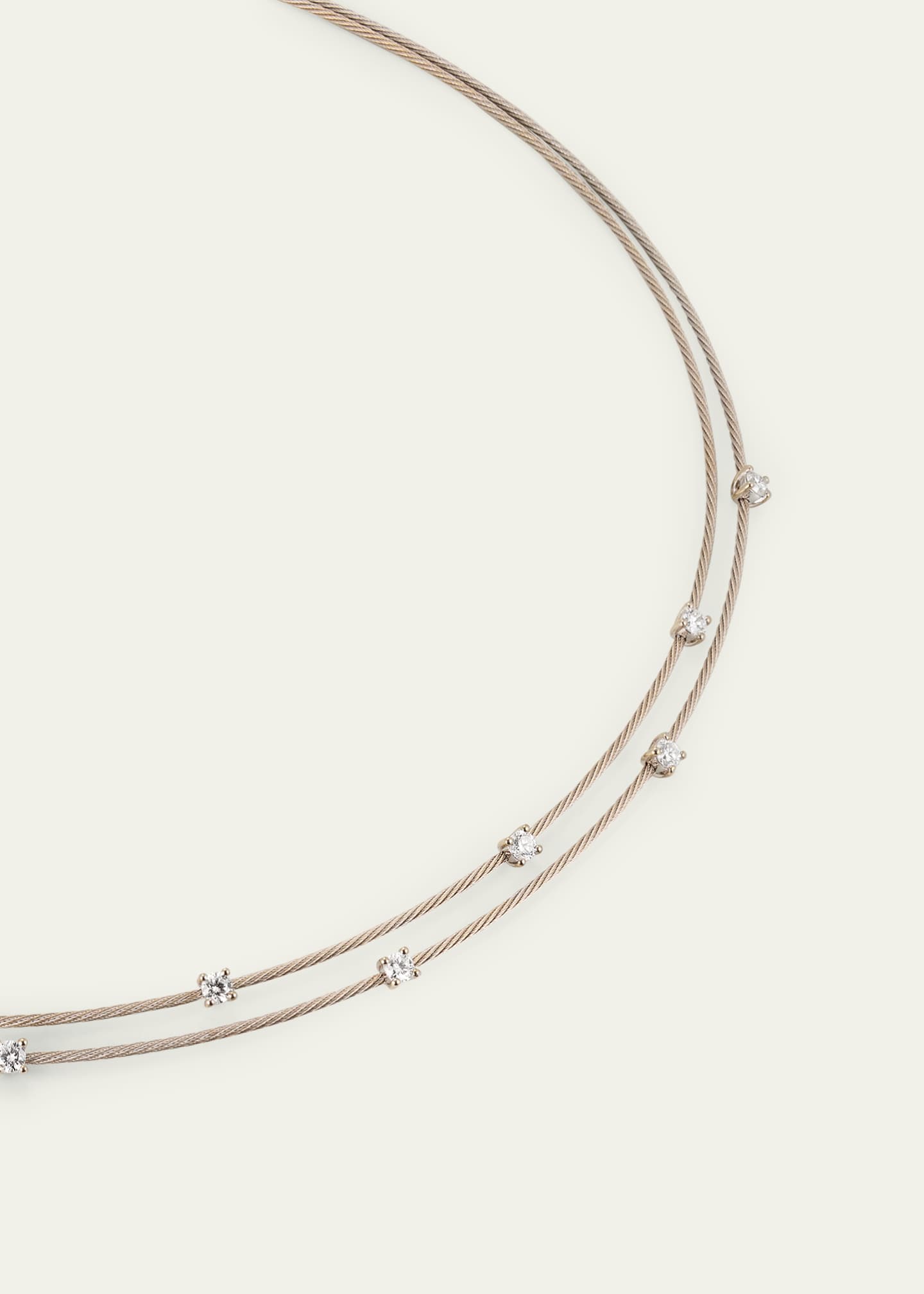 Paul Morelli Unity Double 1mm Wire Necklace with 11 Round Diamonds in 18k White Gold Image 3 of 4