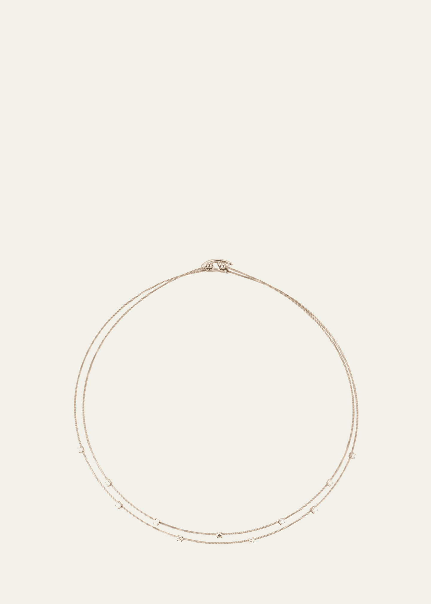 Paul Morelli Unity Double 1mm Wire Necklace with 11 Round Diamonds in 18k White Gold Image 1 of 4