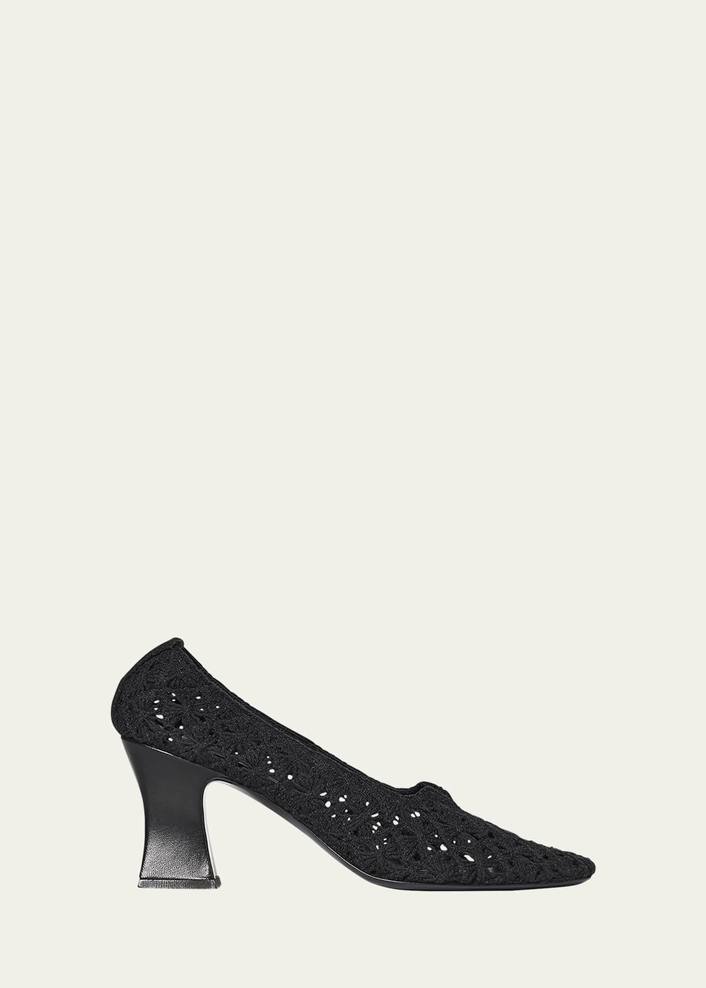 THE ROW Embroidered Cotton BlockHeel Pumps Bergdorf Goodman