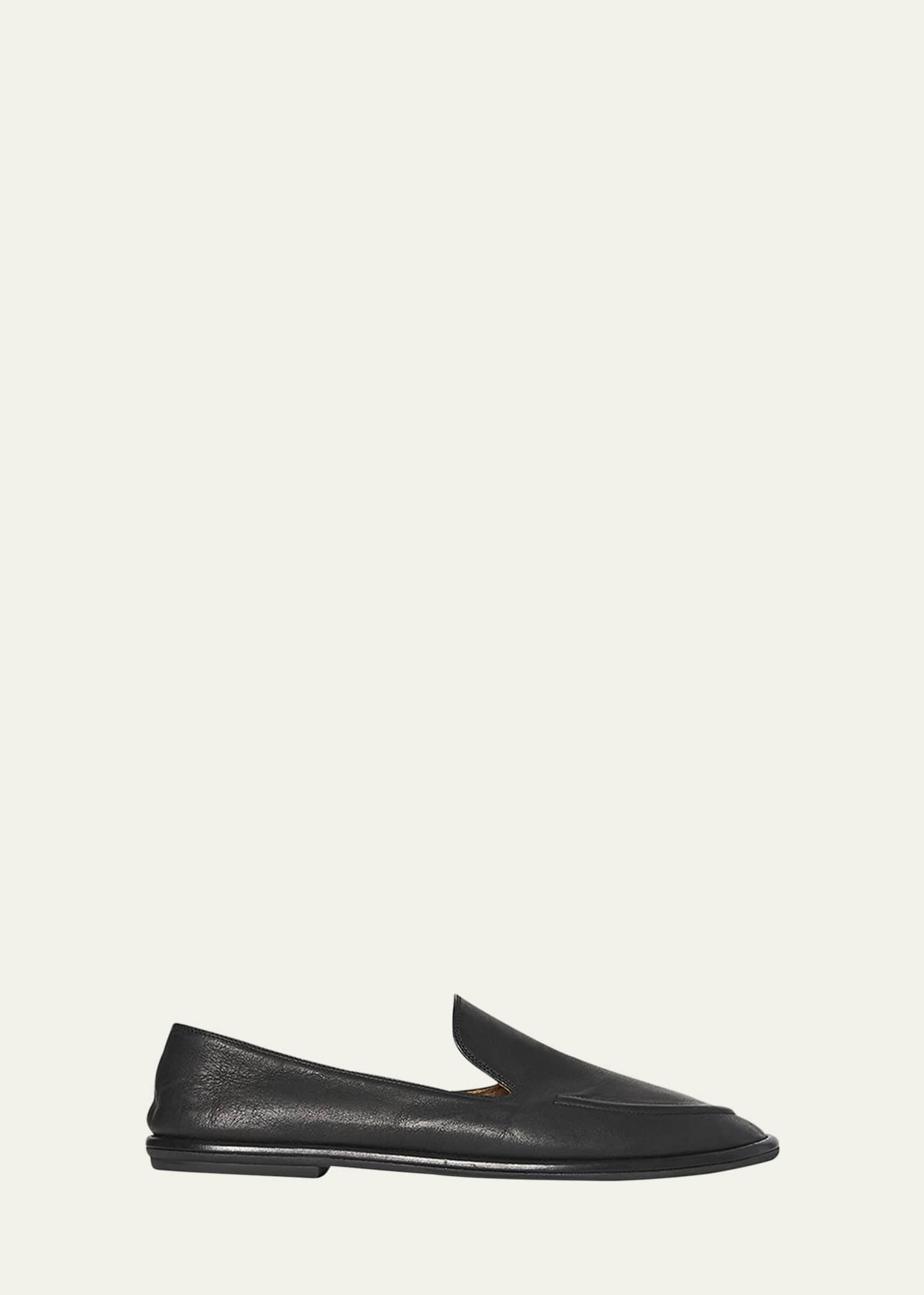 Black Grained Leather Logo Major Loafers