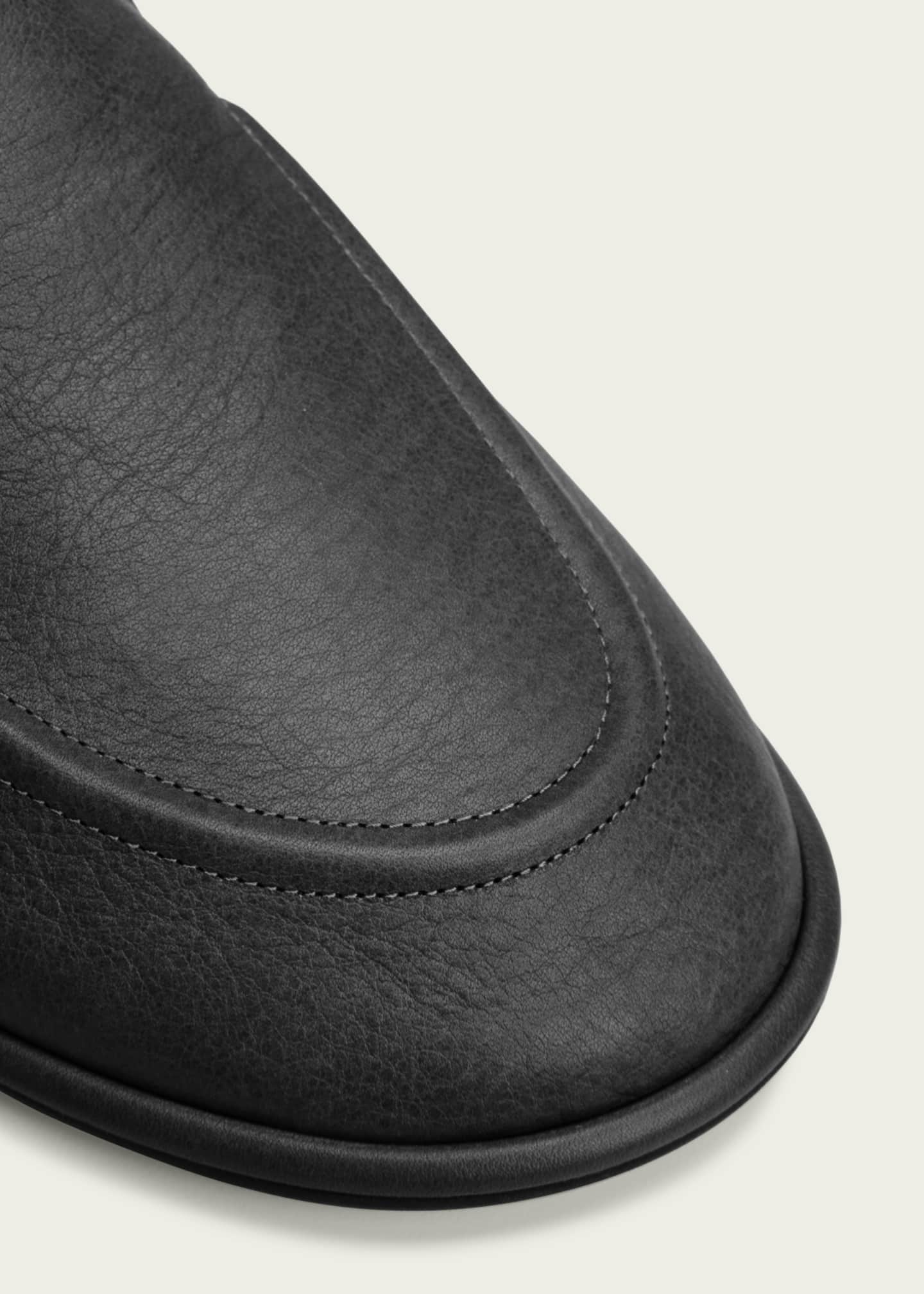 【送料&関税込】The Row Black Leather Canal Loafers Canal leather loafers in black - The Row | Mytheresa