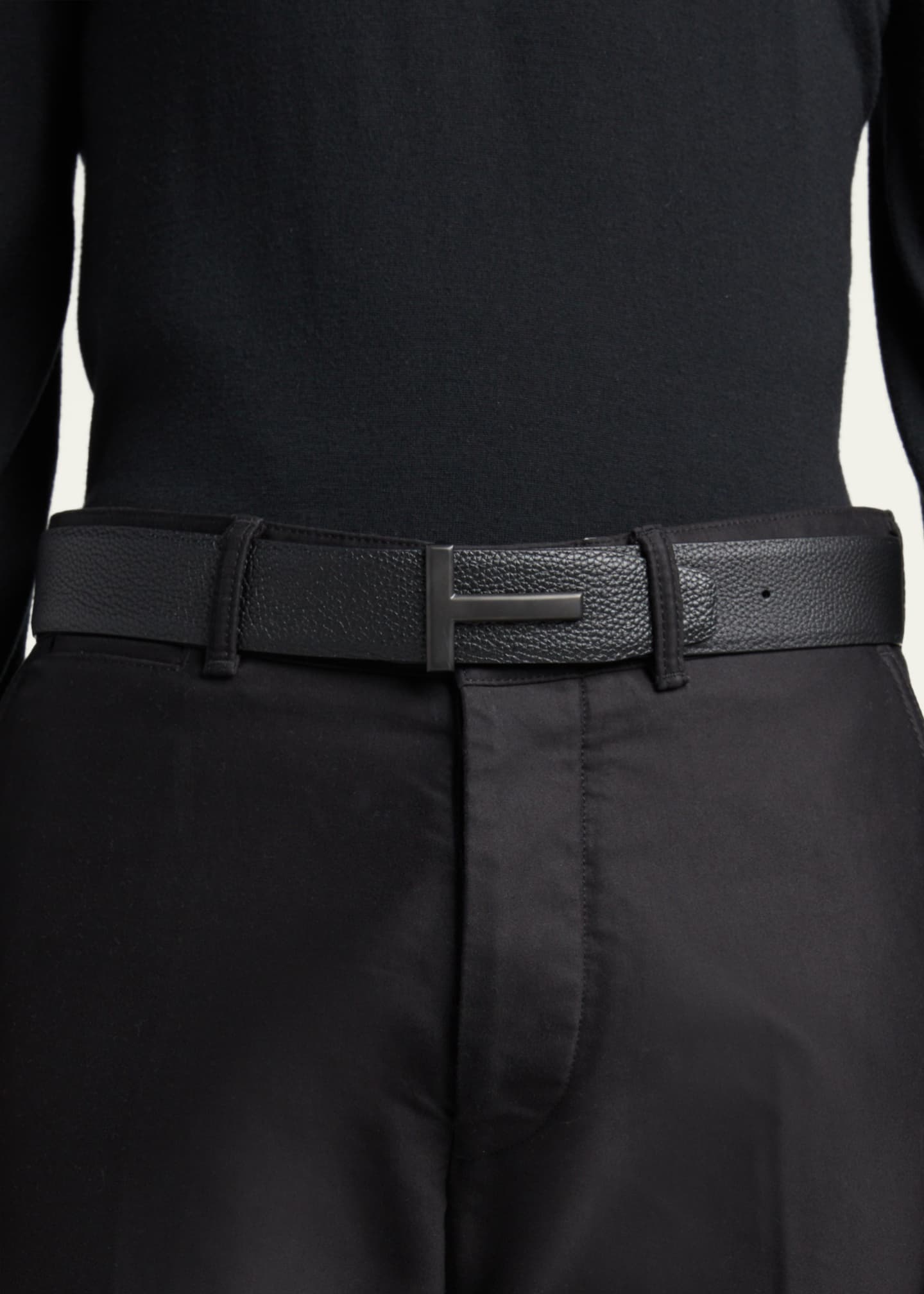 TOM FORD Reversible T-Buckle Leather Belt, Belts