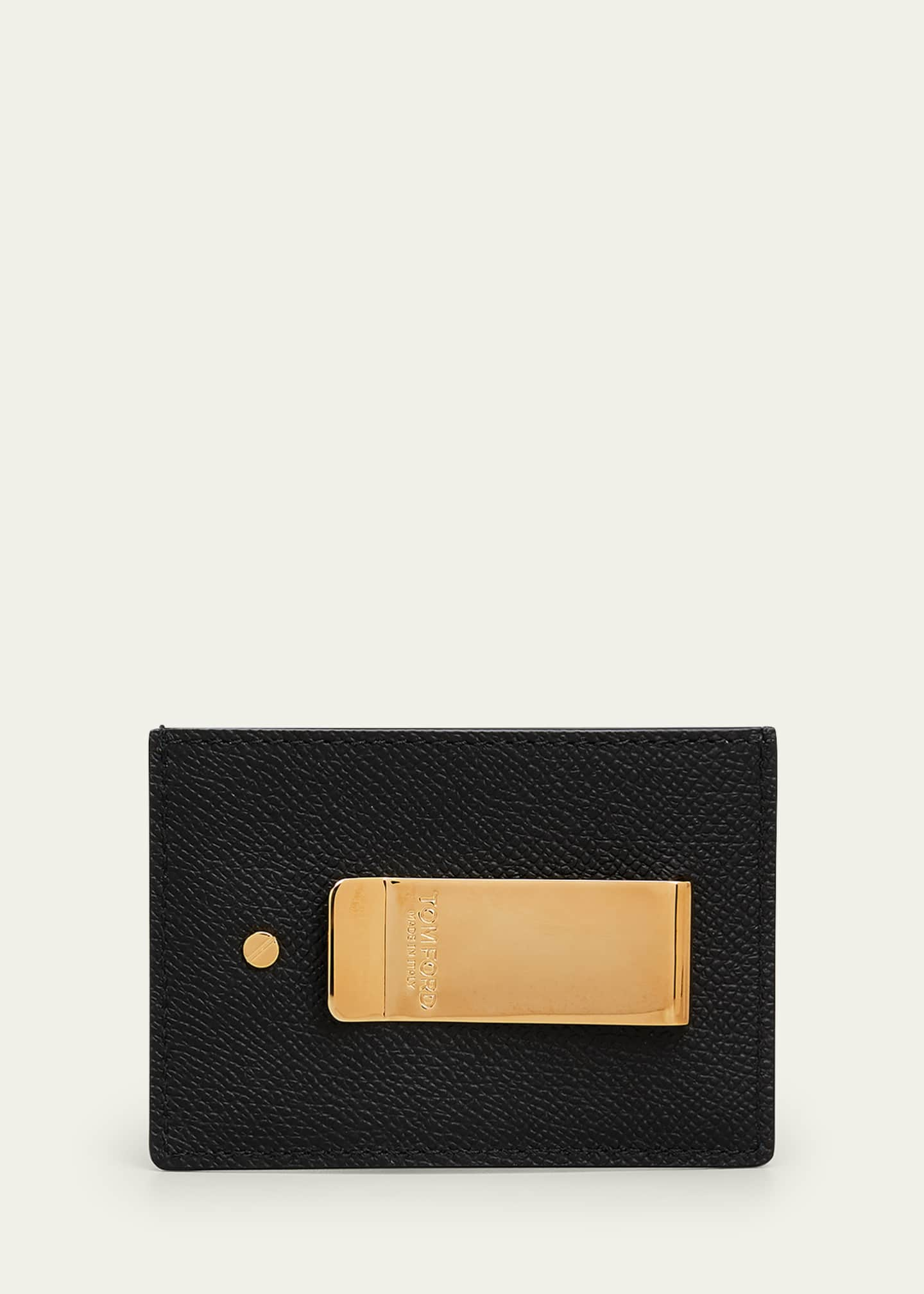 Shop TOM FORD Grained Leather Card Holder Money Clip