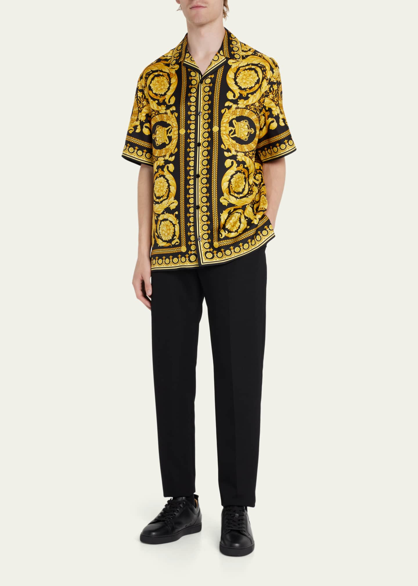 Versace Men's Barocco Silk Camp Shirt - Bergdorf Goodman