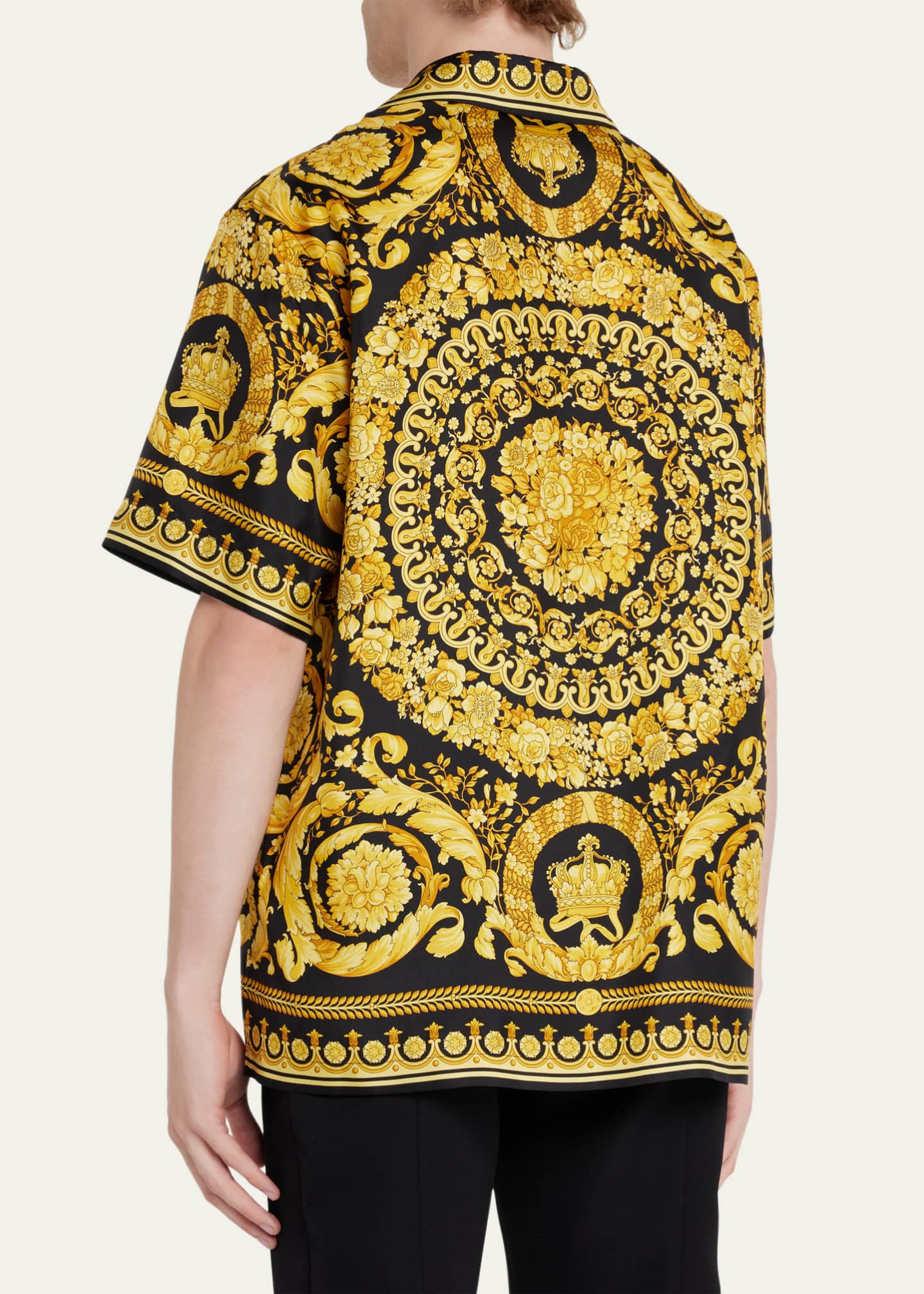 Versace Men's Nautical-Print Silk Short-Sleeve Shirt - Bergdorf