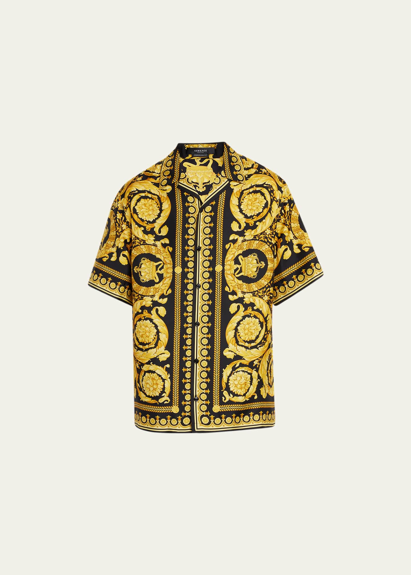 Versace Men's Barocco Silk Camp Shirt - Bergdorf Goodman