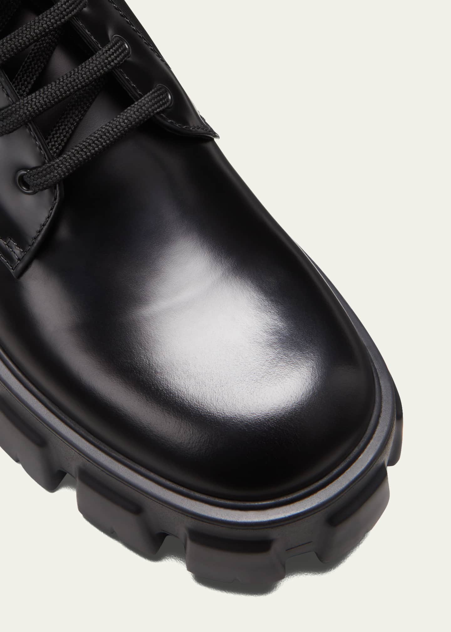 Prada Leather Zip Pocket Combat Booties - Bergdorf Goodman