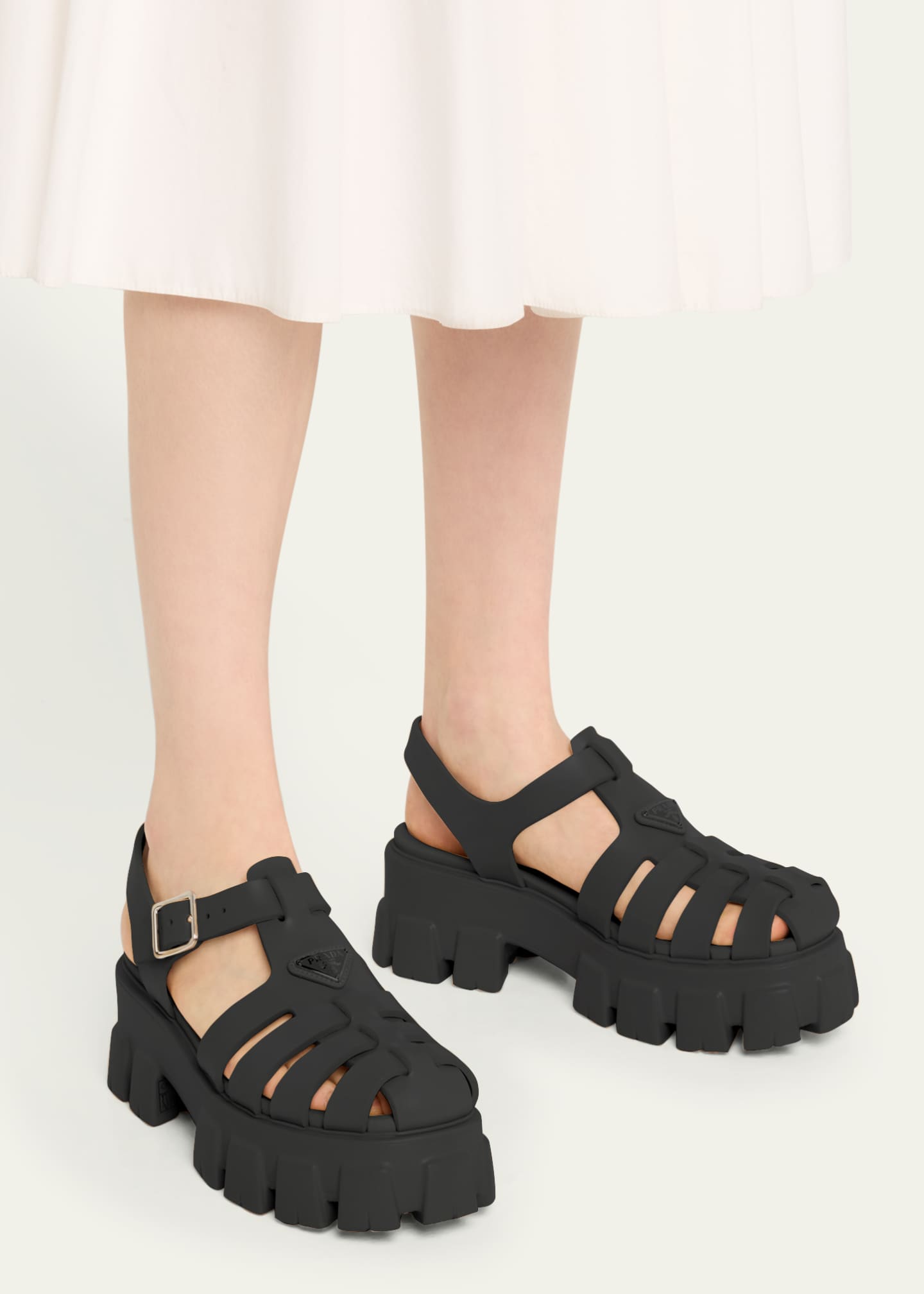 Prada Rubber Logo Chunky-Sole Fisherman Sandals Image 2 of 7