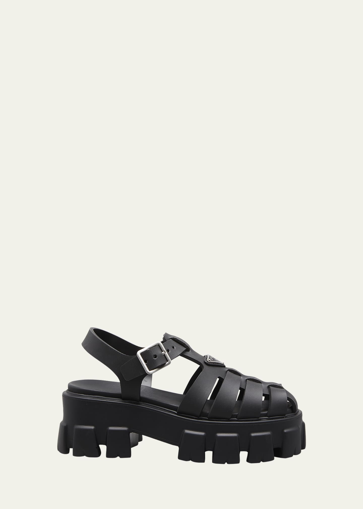 Prada Rubber Logo Chunky-Sole Fisherman Sandals - Bergdorf Goodman