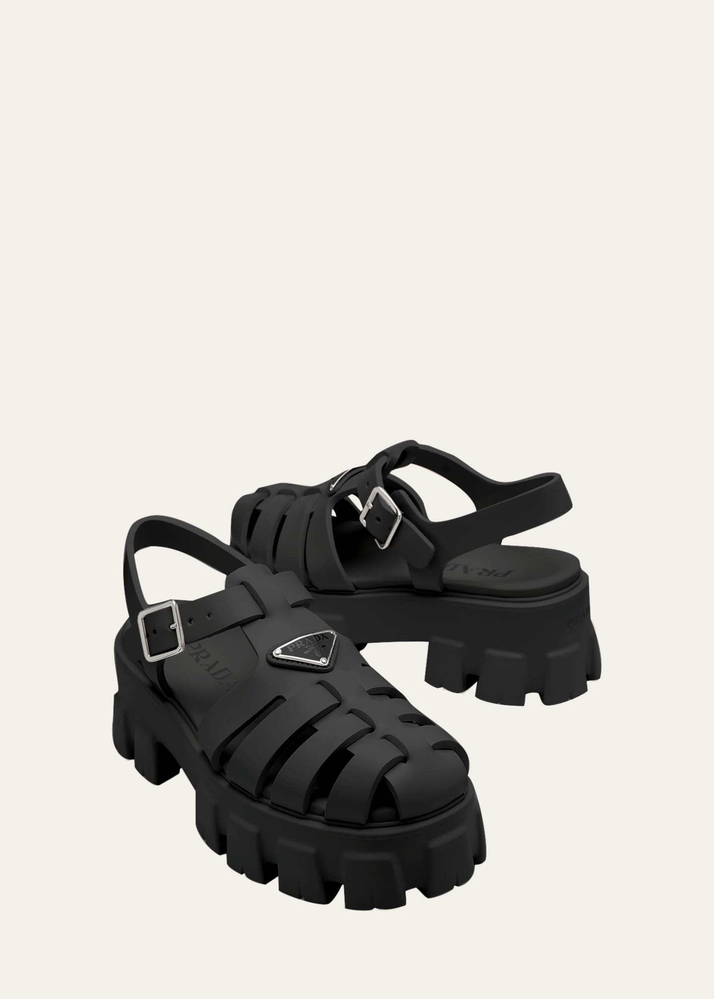 Prada Rubber Logo Chunky-Sole Fisherman Sandals Image 7 of 7
