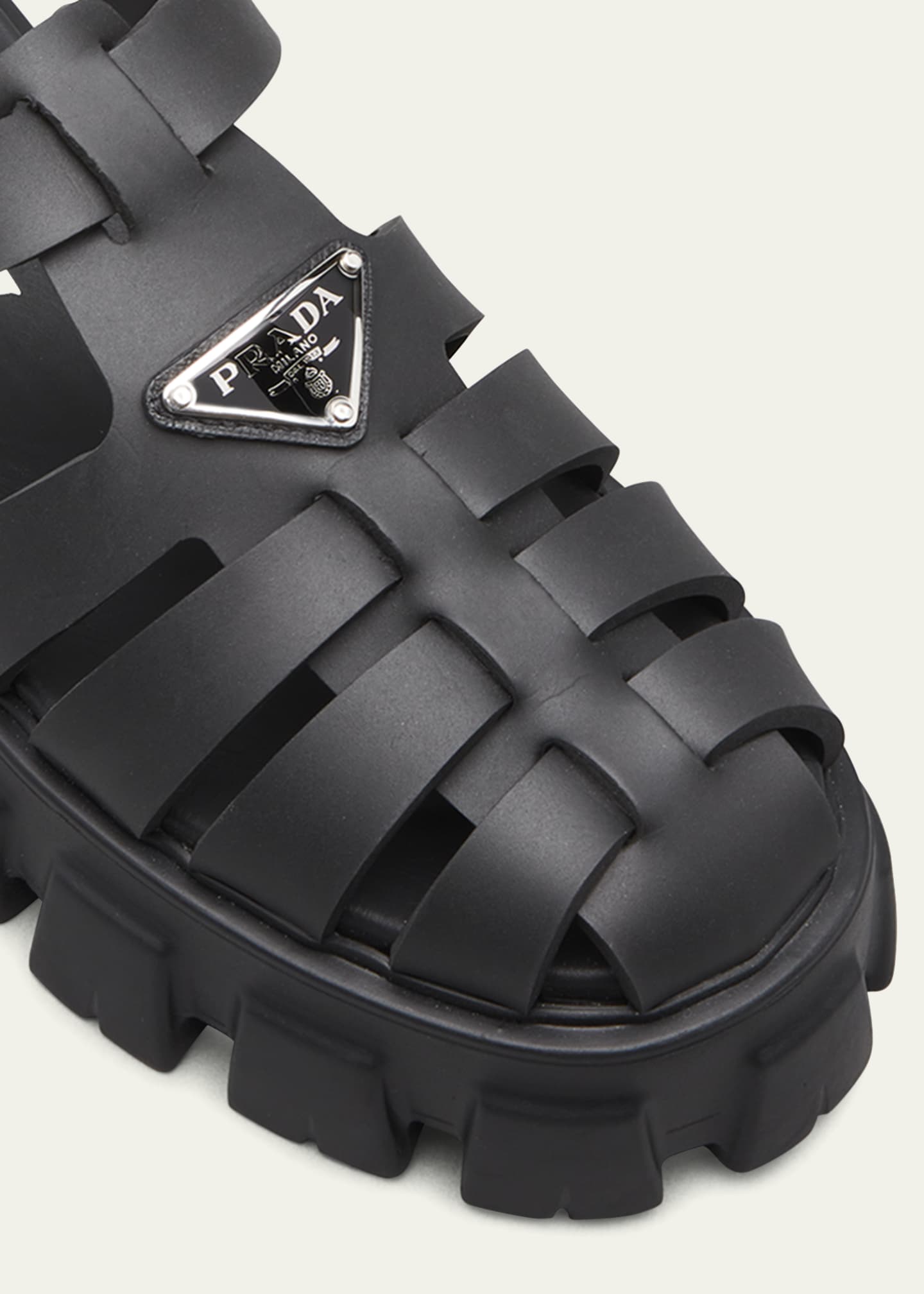 Prada Rubber Logo Chunky-Sole Fisherman Sandals - Bergdorf Goodman