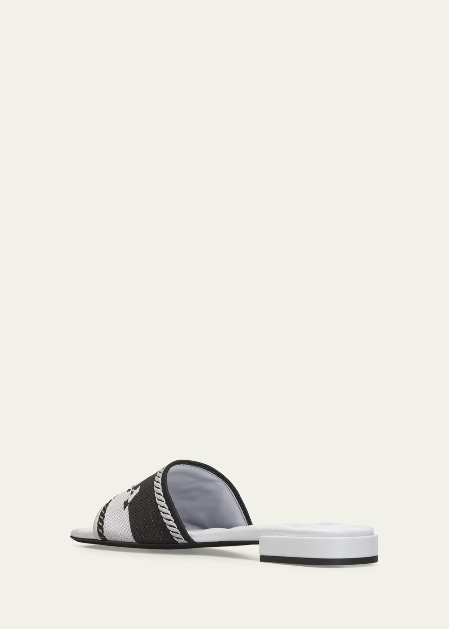 Prada Bicolor Logo Cotton Flat Sandals - Bergdorf Goodman