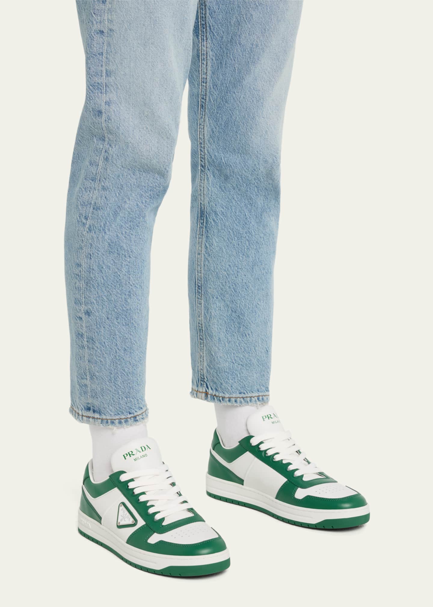 Prada Bicolor Leather Low-Top Court Sneakers - Bergdorf Goodman