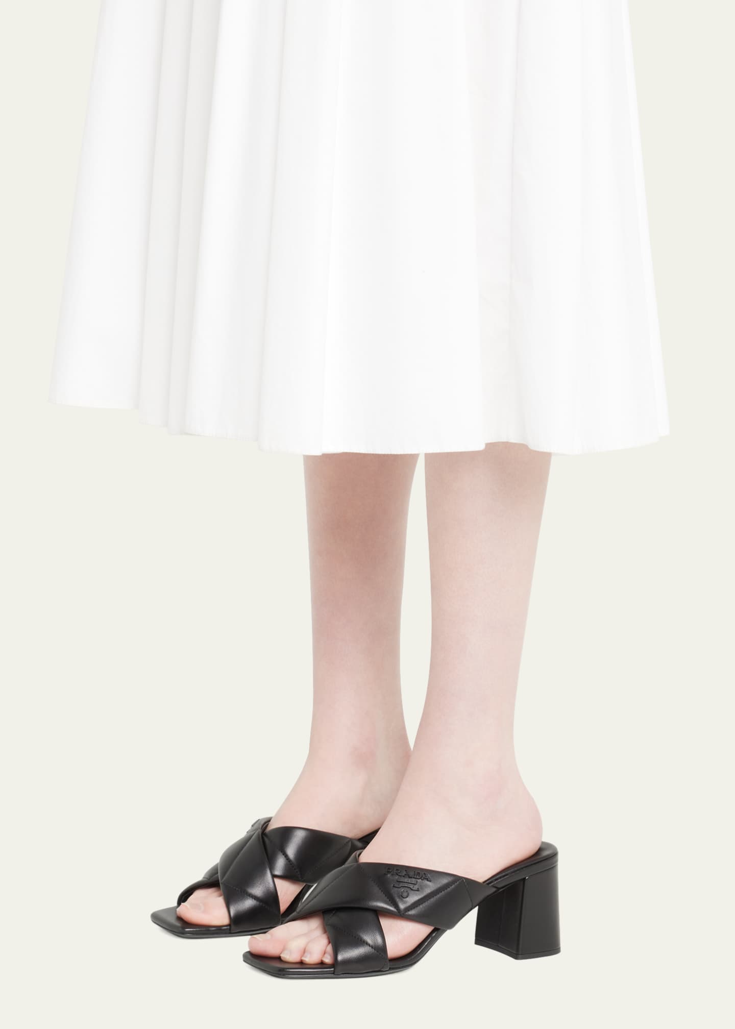 Prada Quilted Lambskin Crisscross Slide Sandals - Bergdorf