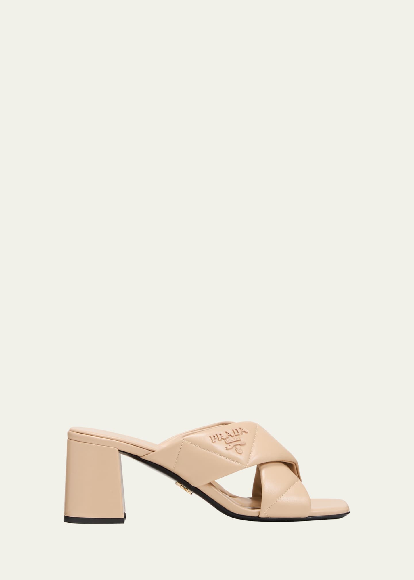 Prada Quilted Lambskin Crisscross Slide Sandals Image 1 of 5
