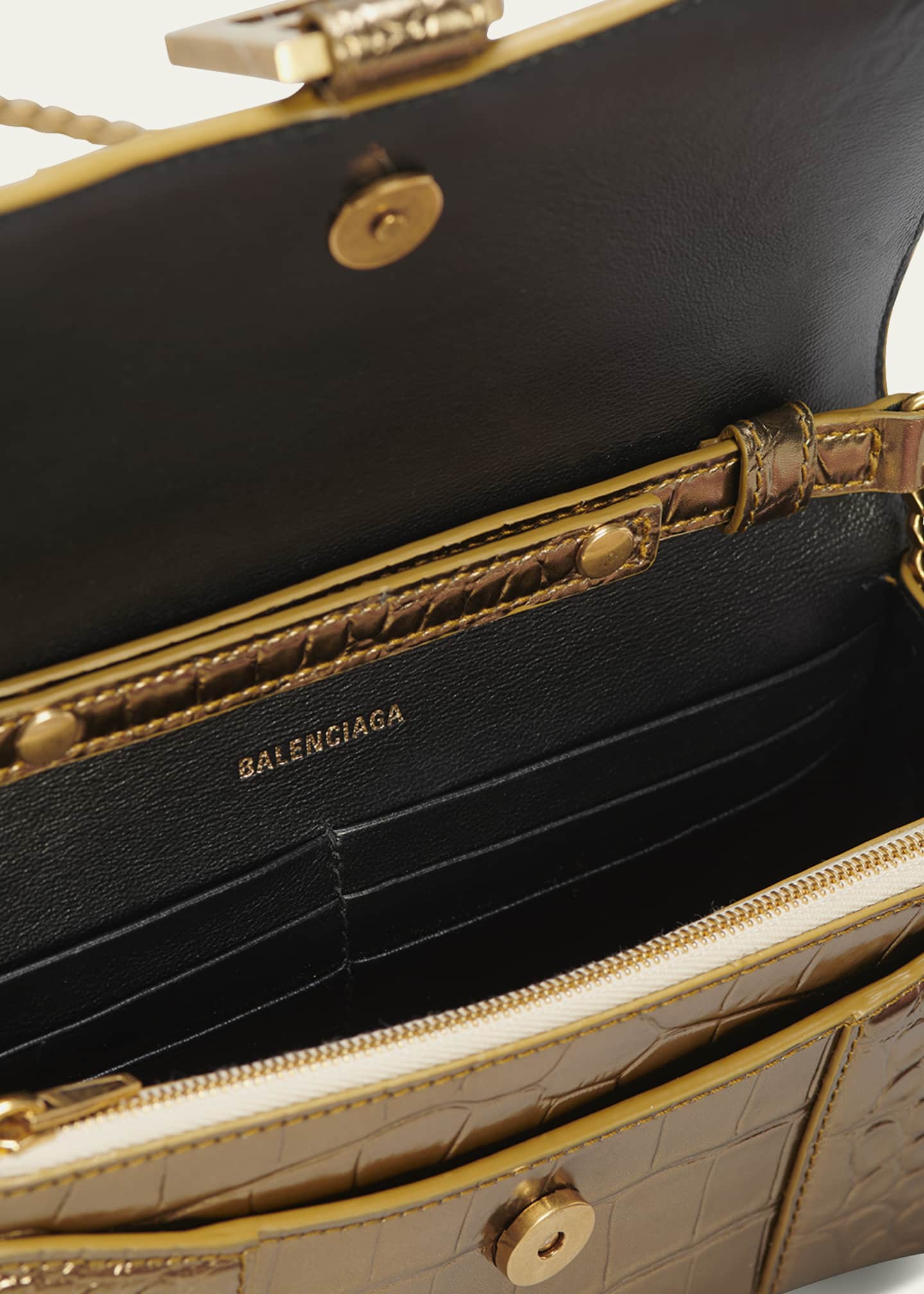 Balenciaga Hourglass Chain Wallet Leather Yellow