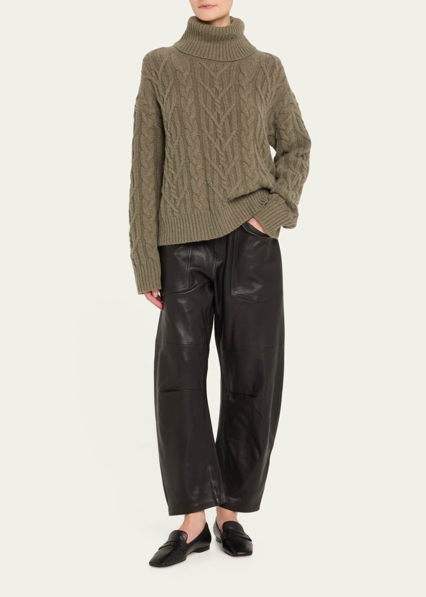 Nili Lotan Gigi Turtleneck Cable-Knit Cashmere Sweater Image 2 of 5