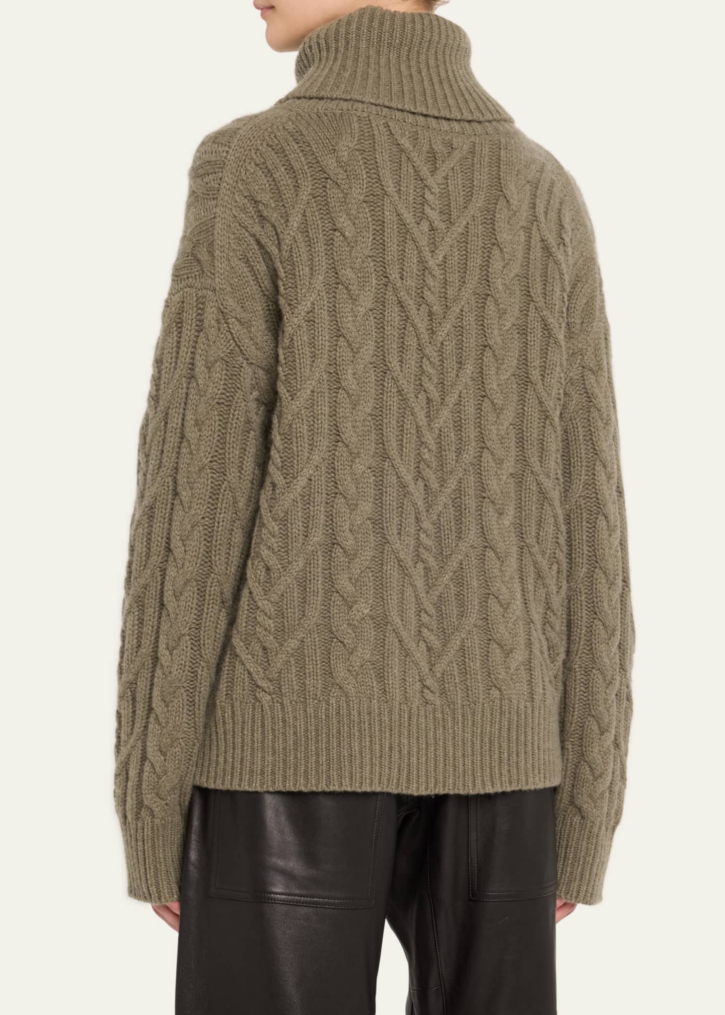 Nili Lotan Gigi Turtleneck Cable-Knit Cashmere Sweater Image 3 of 5